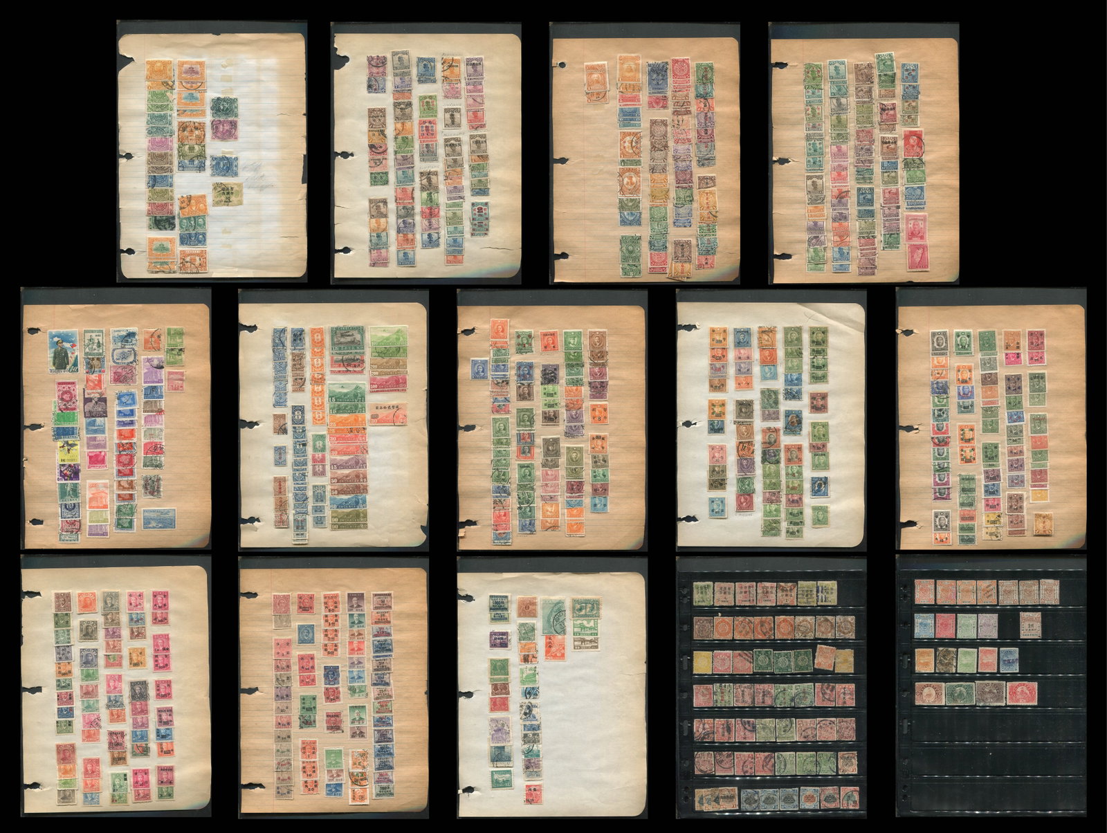 China 1897 - 1946 # 44 /#713, a MH and used selection on owners homemade leaves and some (1 of 9)