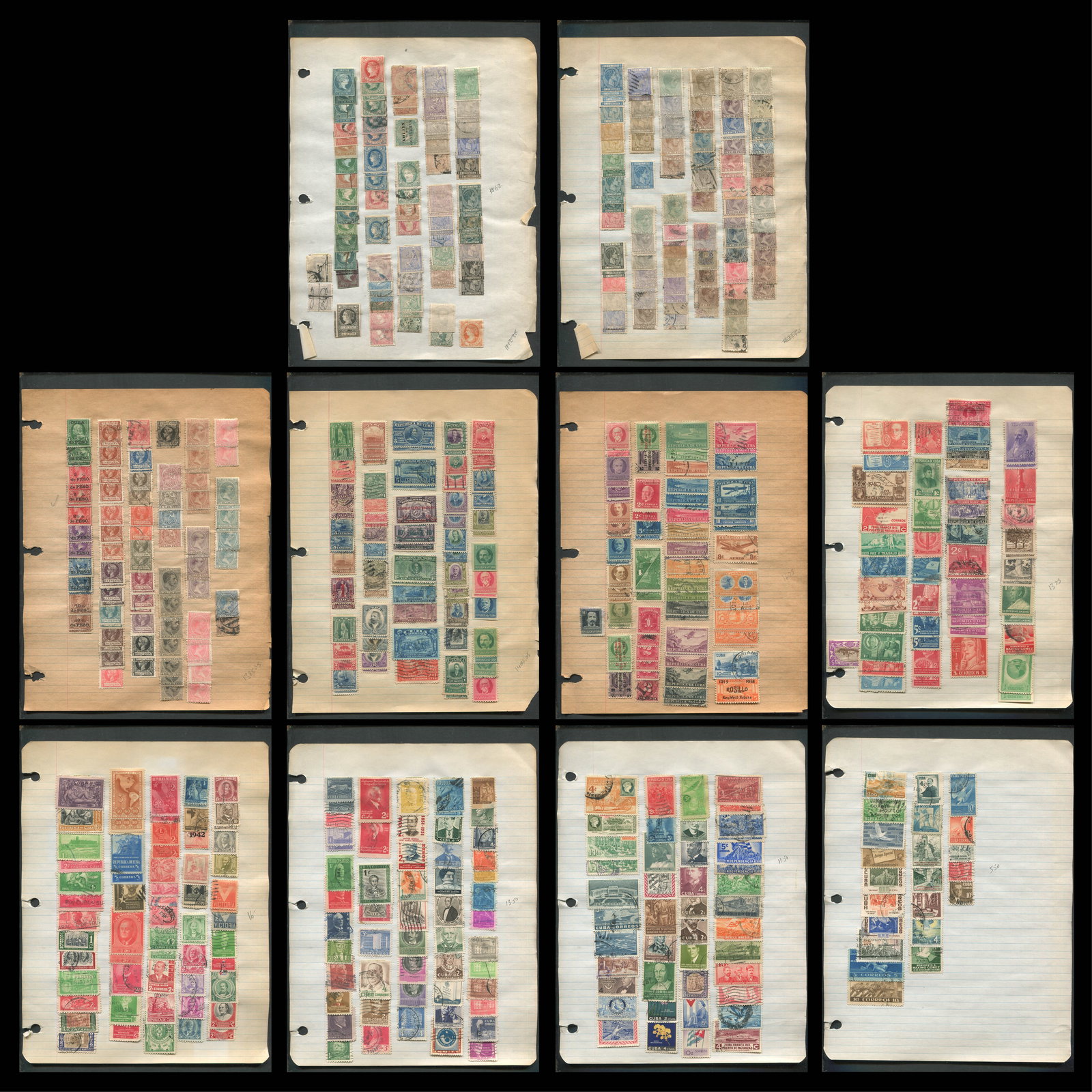 Cuba 1855 - 1957 #1 /#576, a MH and used selection on owners homemade leaves, includes regular (1 of 10)