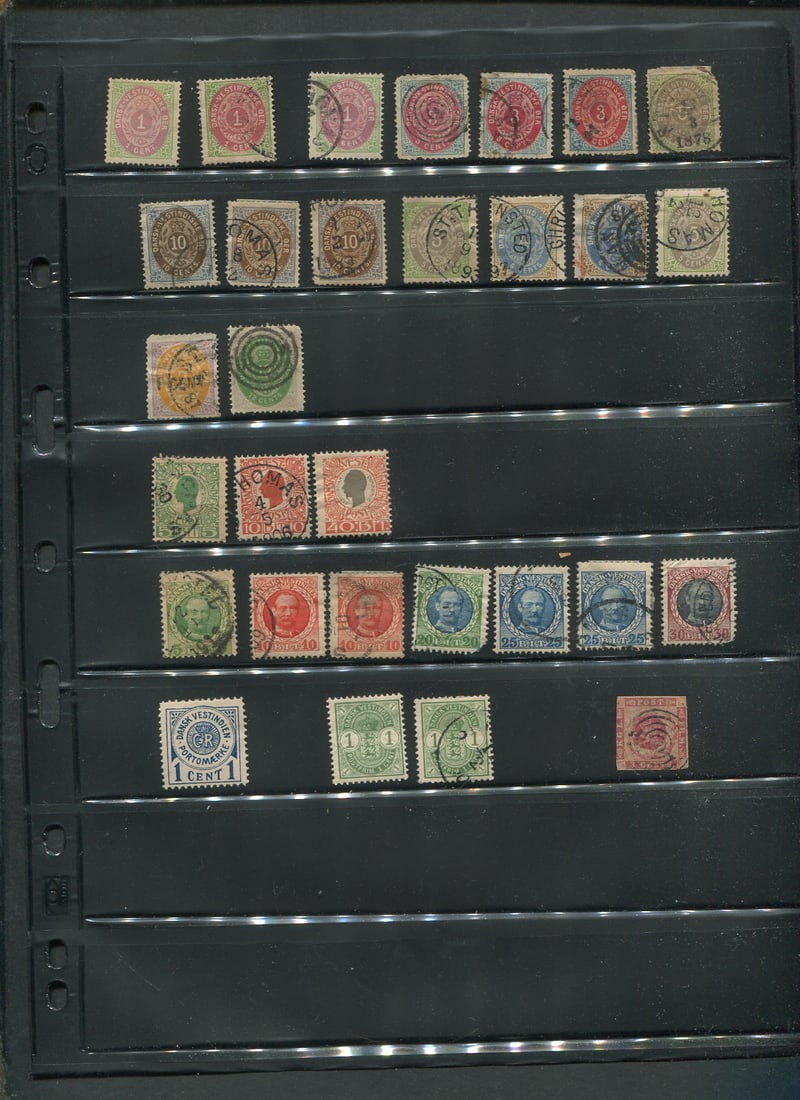 Danish West Indies 1856 - 1908 #1 / #48, a MH and used selection on stocksheet, appears f-vf (1 of 1)