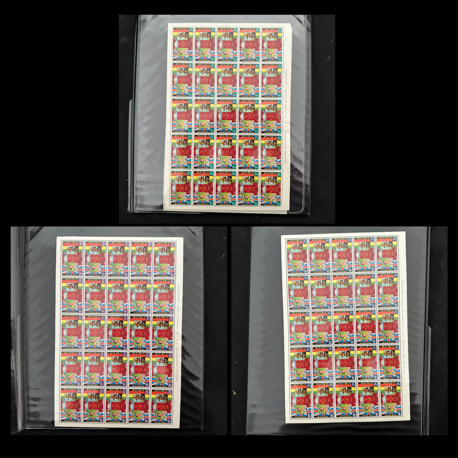Eithopia 1965 #C86 - #C88, in MNH sheets of 25, one for each of the value values 5c, 35c and 60c CV (1 of 4)