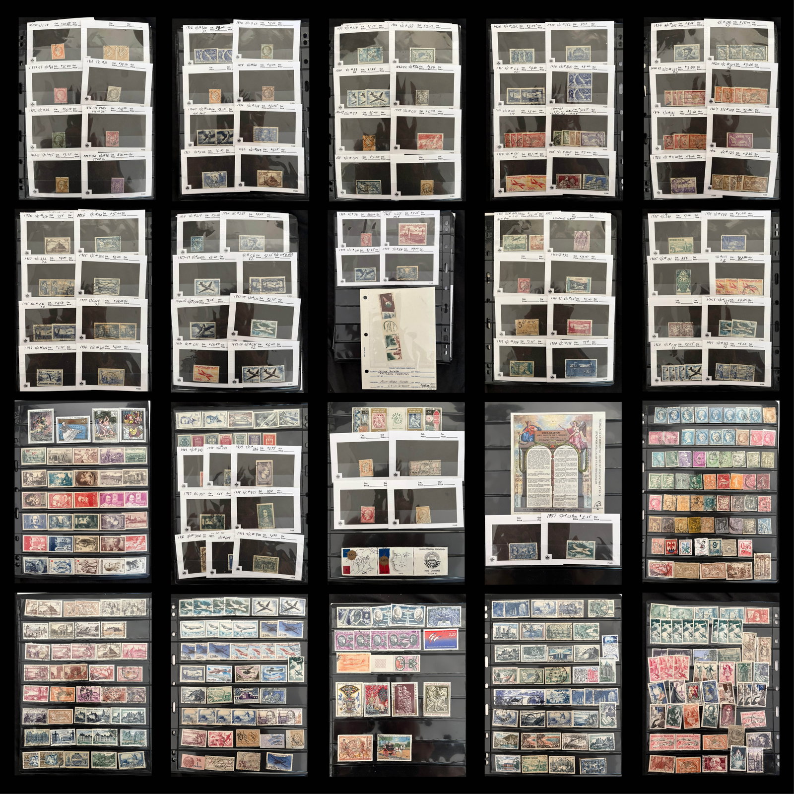 France 1853 - 1982 #18 #1742a, a MNH /MH and used selection on ten double sided stocksheets, Scott (1 of 5)