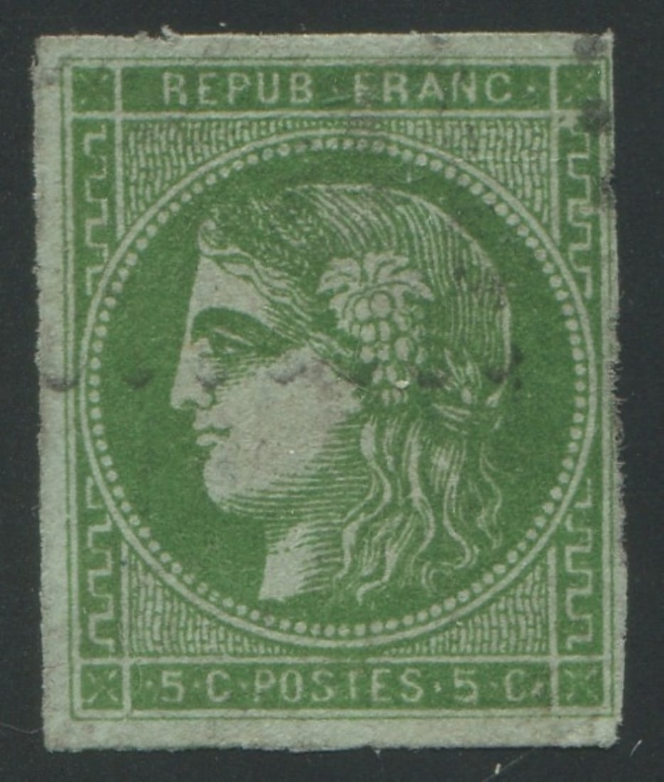 France 1870-1871 #41, a used 5c green, Scott value $160, appears f-vf (1 of 1)