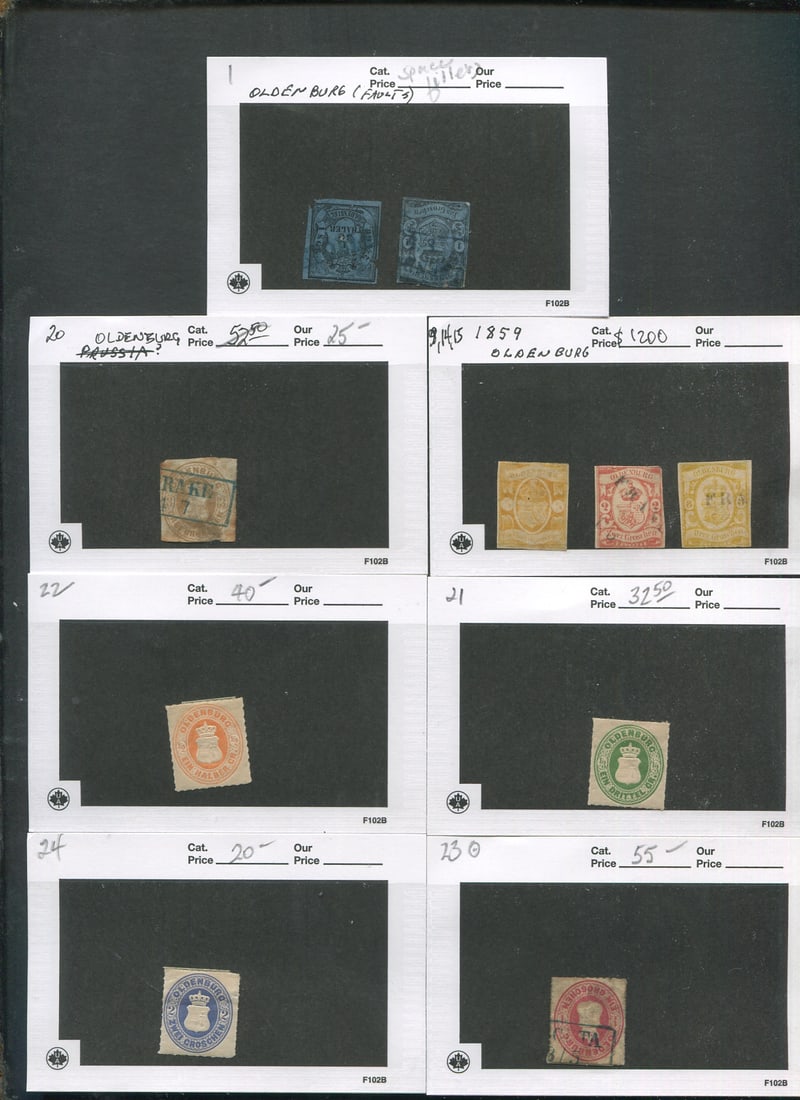 German State - Oldenburg 1861 - 1867 #9 / #24a used group of 8, plus faulty #1 (2) (not counted), (1 of 1)