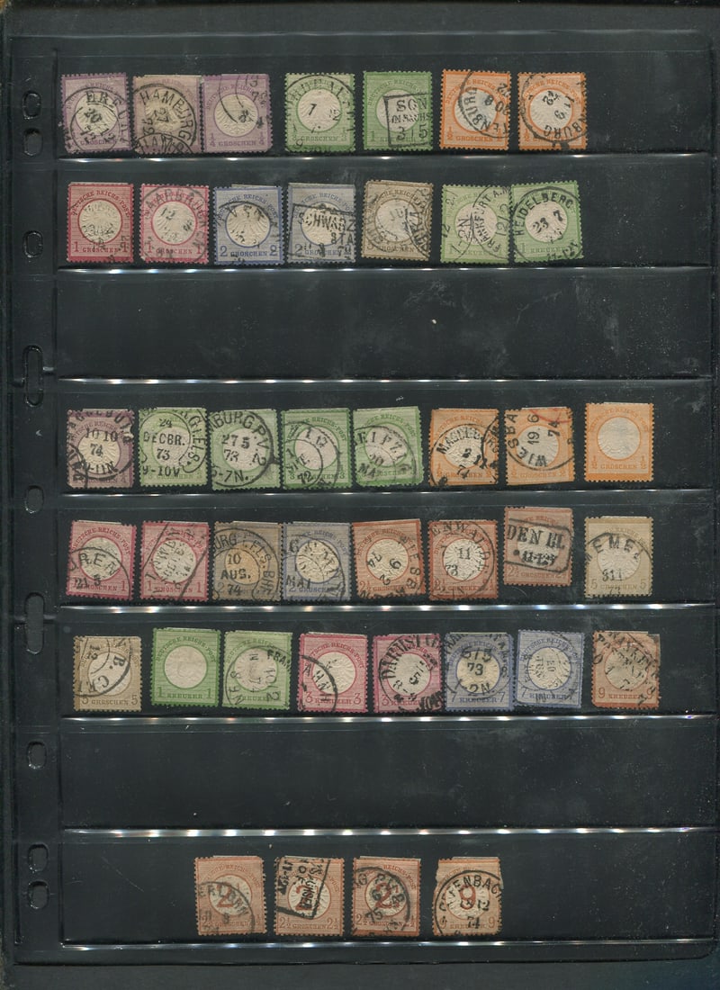 Germany 1872 #1 / #28 a MH and used group of 42 small and large shields on a stocksheet, Scott value (1 of 1)