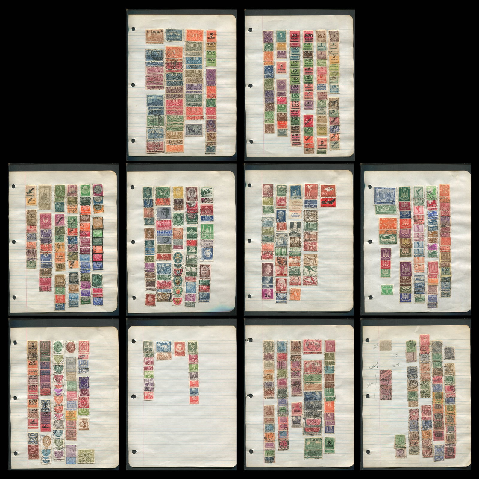 Germany 1872 - 1964 #12 /#901, a MH and used collection on owners homemade leaves, Scott value (1 of 10)