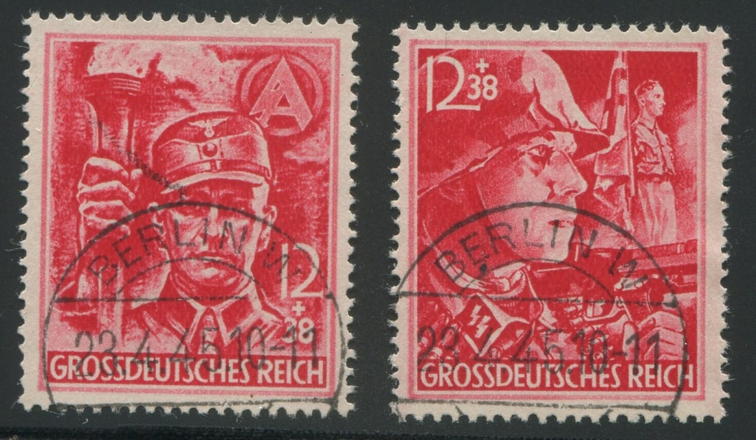 Germany - Semi Postal April 21, 1945,#B292 -#B293, used set(2) 12 + 38pf and 12 +38pg bright (1 of 1)