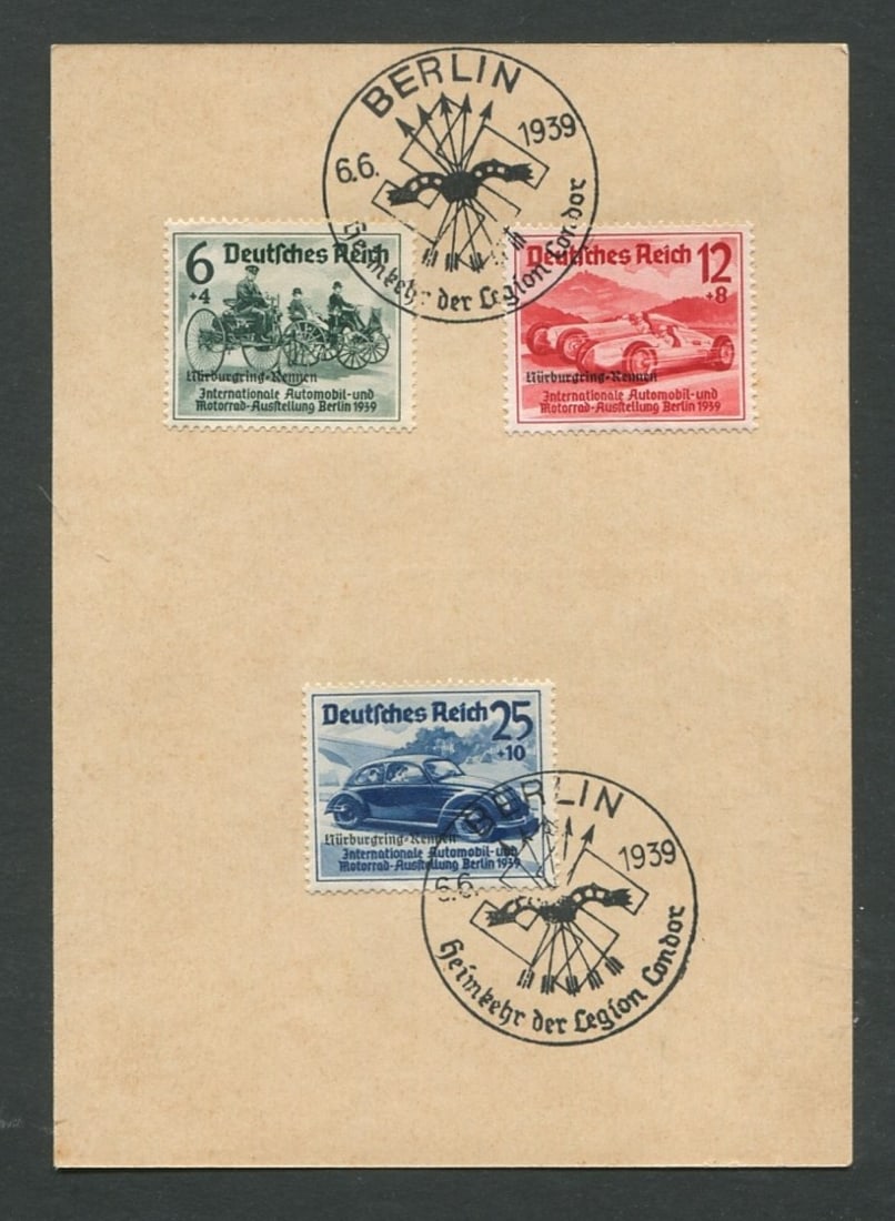 Germany - Berlin Semi postal card, June 6, 1939, #B141 / #B143, a used set of three, cancelled by (1 of 2)