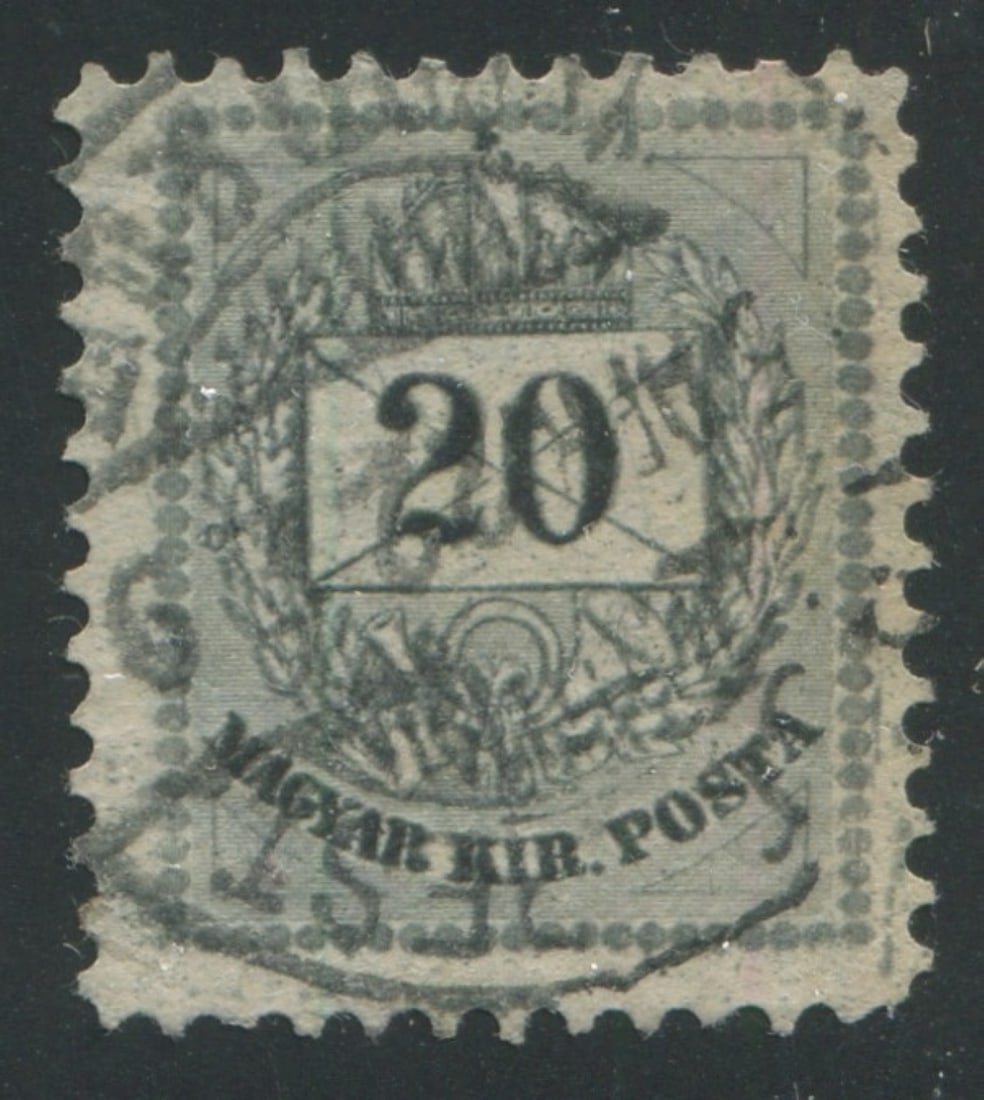 Hungary 1888-1889 #30i a used 20k gray perf 11 1/2, Scott value $900, appears f-vf (1 of 1)