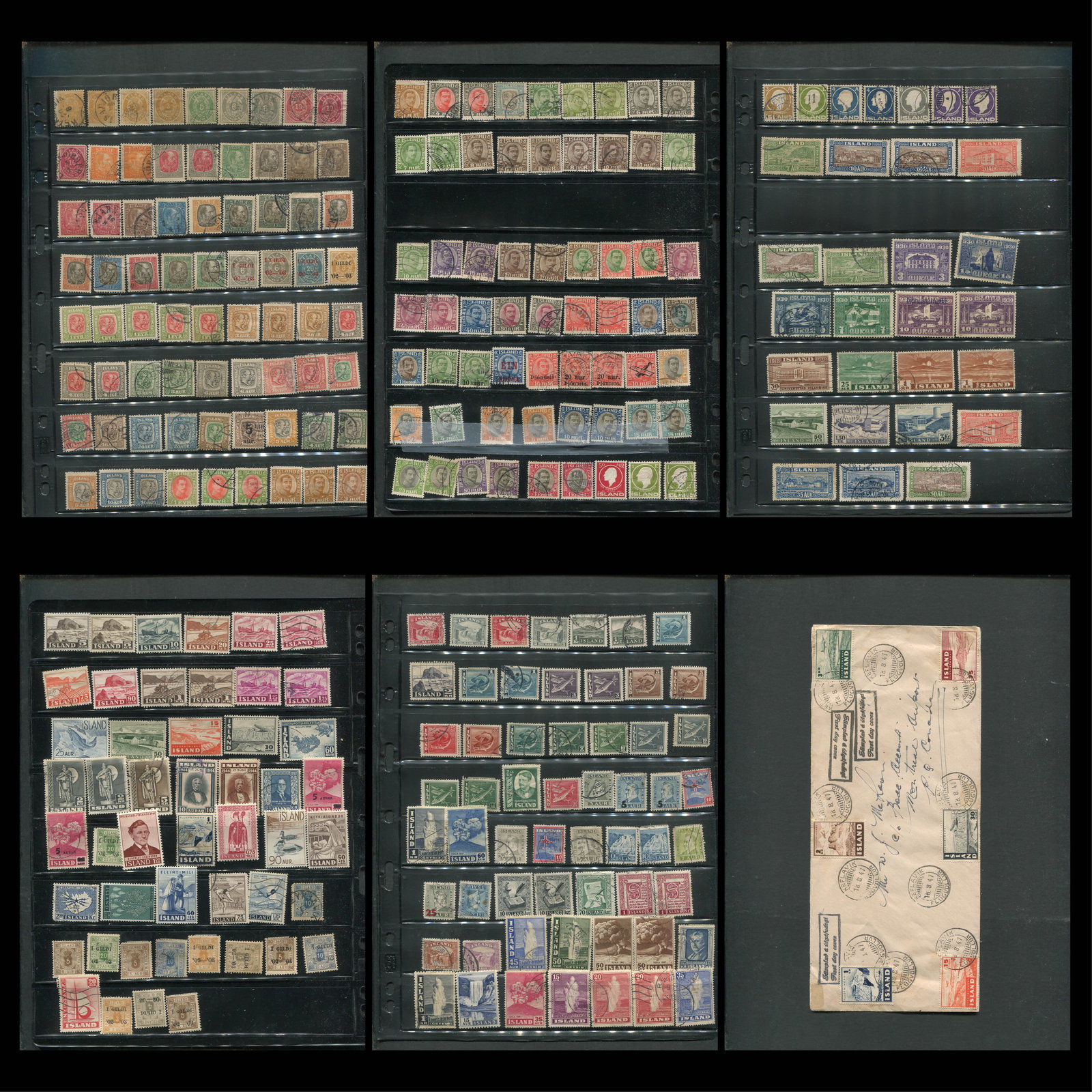 Iceland 1896 - 1948 #21 /#251, a MH and used selection on owners homemade leaves, includes regular (1 of 7)