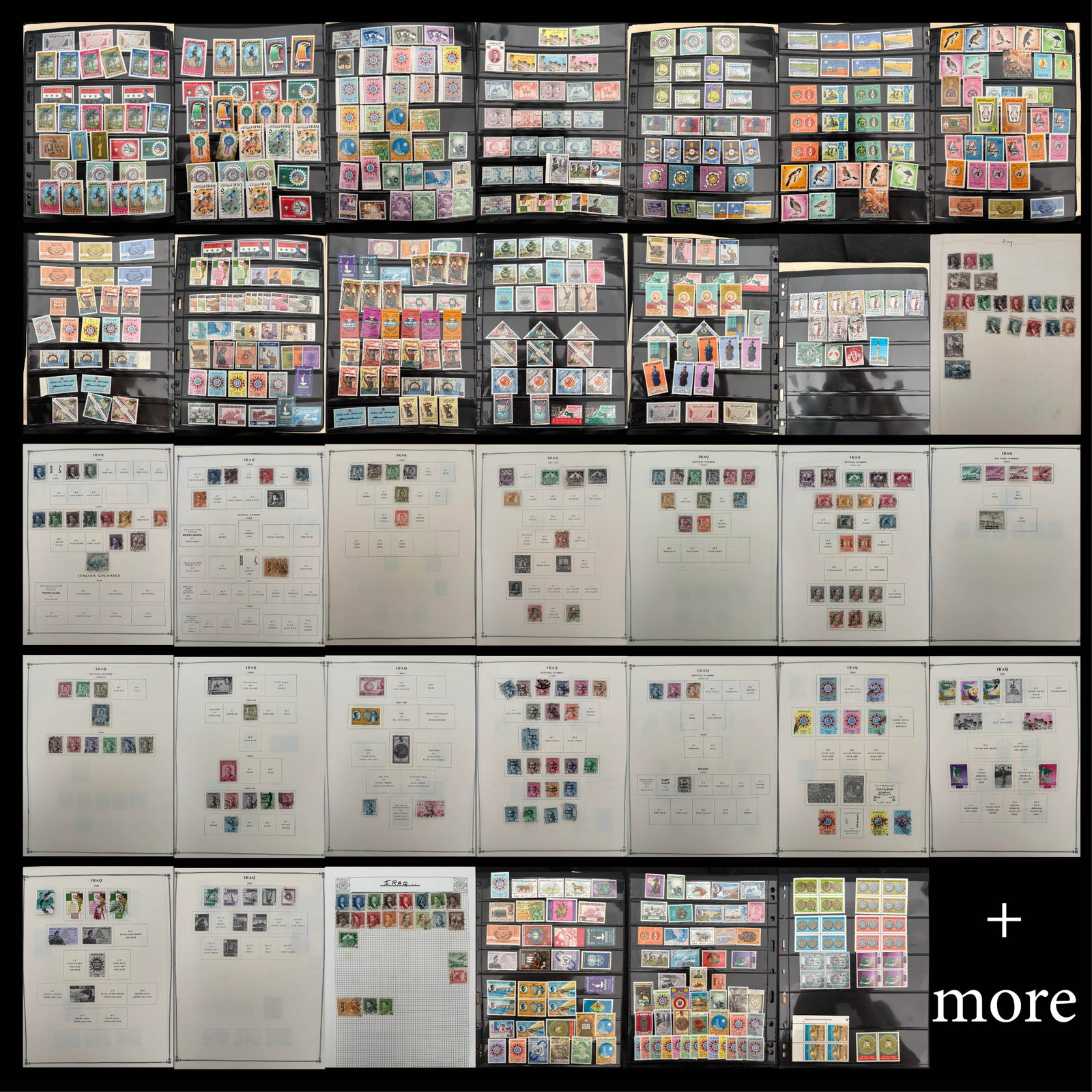 Iraq mint and used accumulation, a shoe box full, stock sheets album pages, and glassines, thousands (1 of 9)