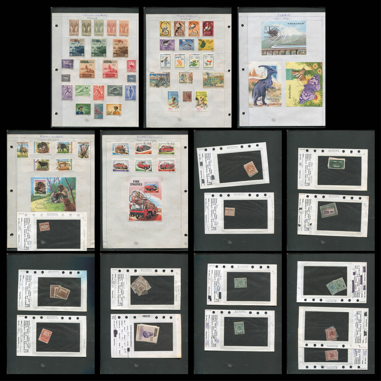 Italian Somalia 1903 - 1958, #1 / #227, a MNH / Mh and used selection on stocksheets, Scott value (1 of 10)