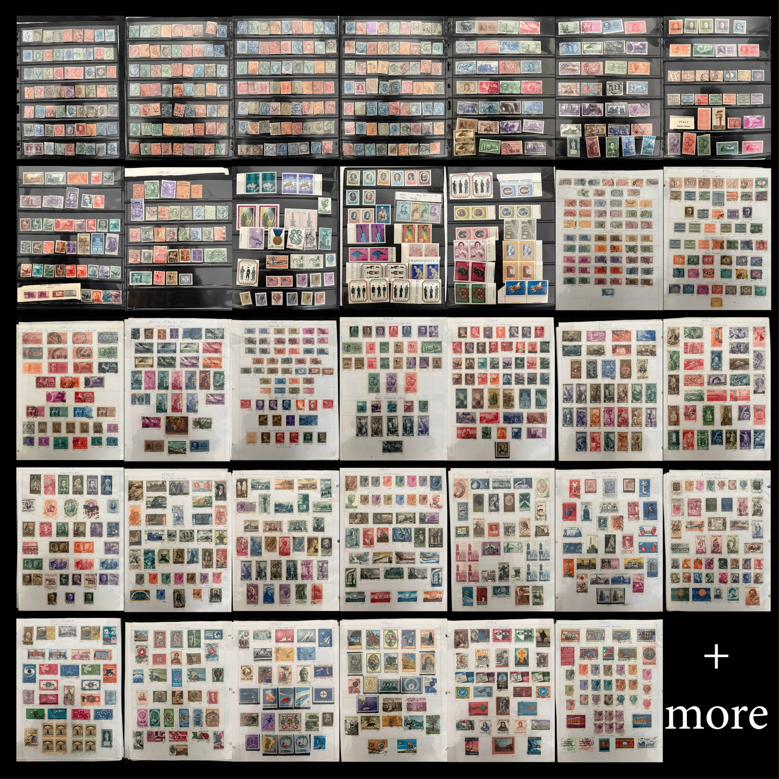 Italy 1863 - 1974 #23 / #1164, a MNH / Mh and used accumulation on leaves and stocksheets, includes (1 of 9)