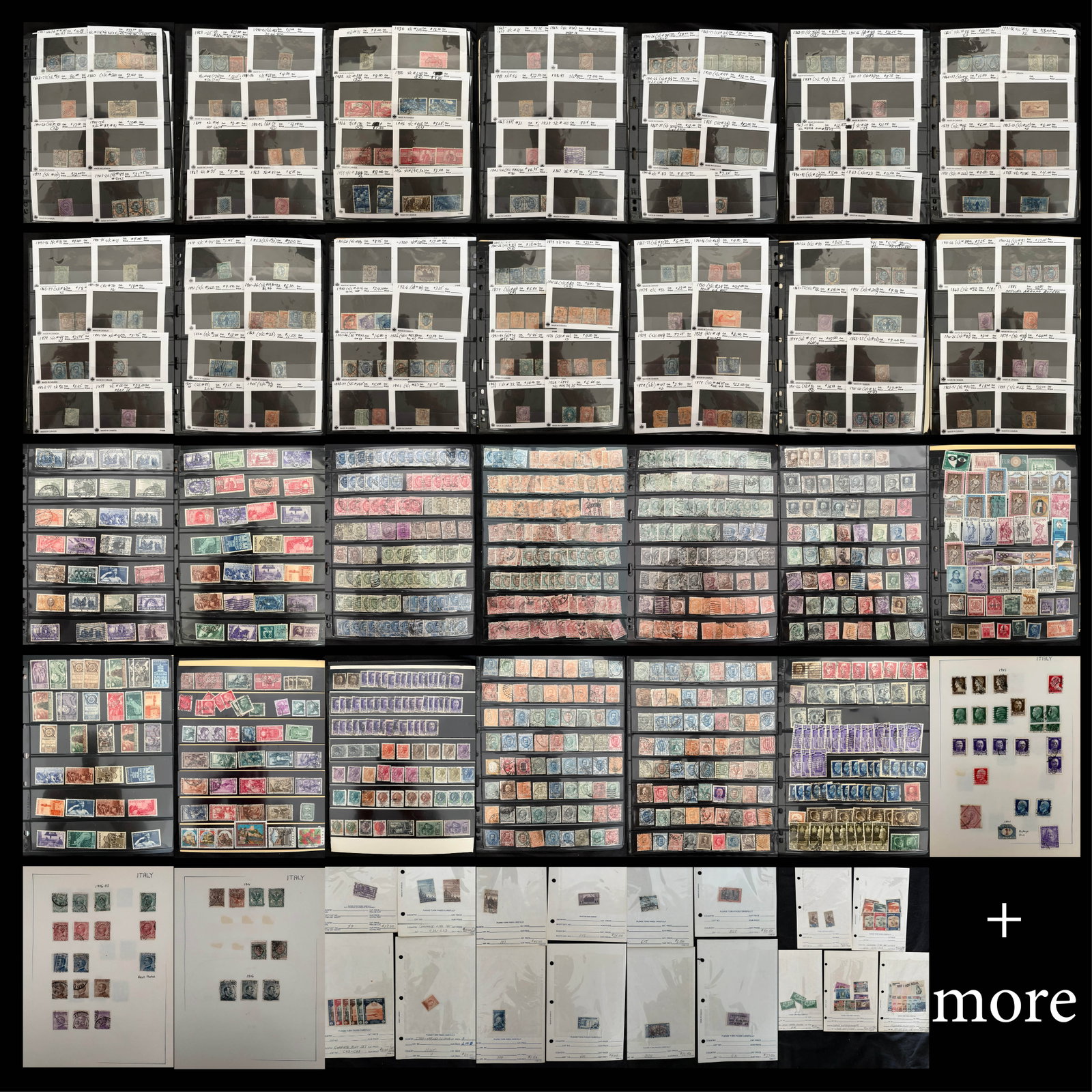 Italy collection starting 1863, including a few states, on 102 cards, and a box of 2000+ unsorted (1 of 7)