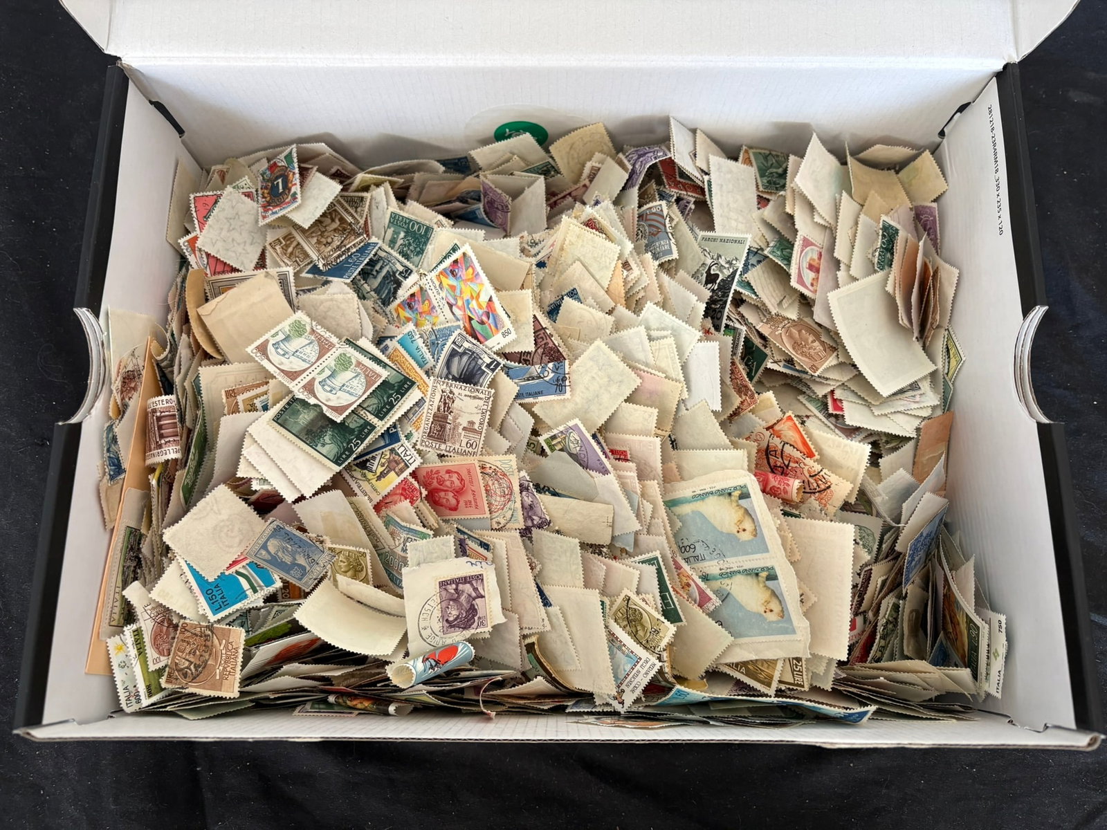 Italy 1930s to 1980s, a large used off paper accumulation contained in a box with estimated 3500 to (1 of 4)
