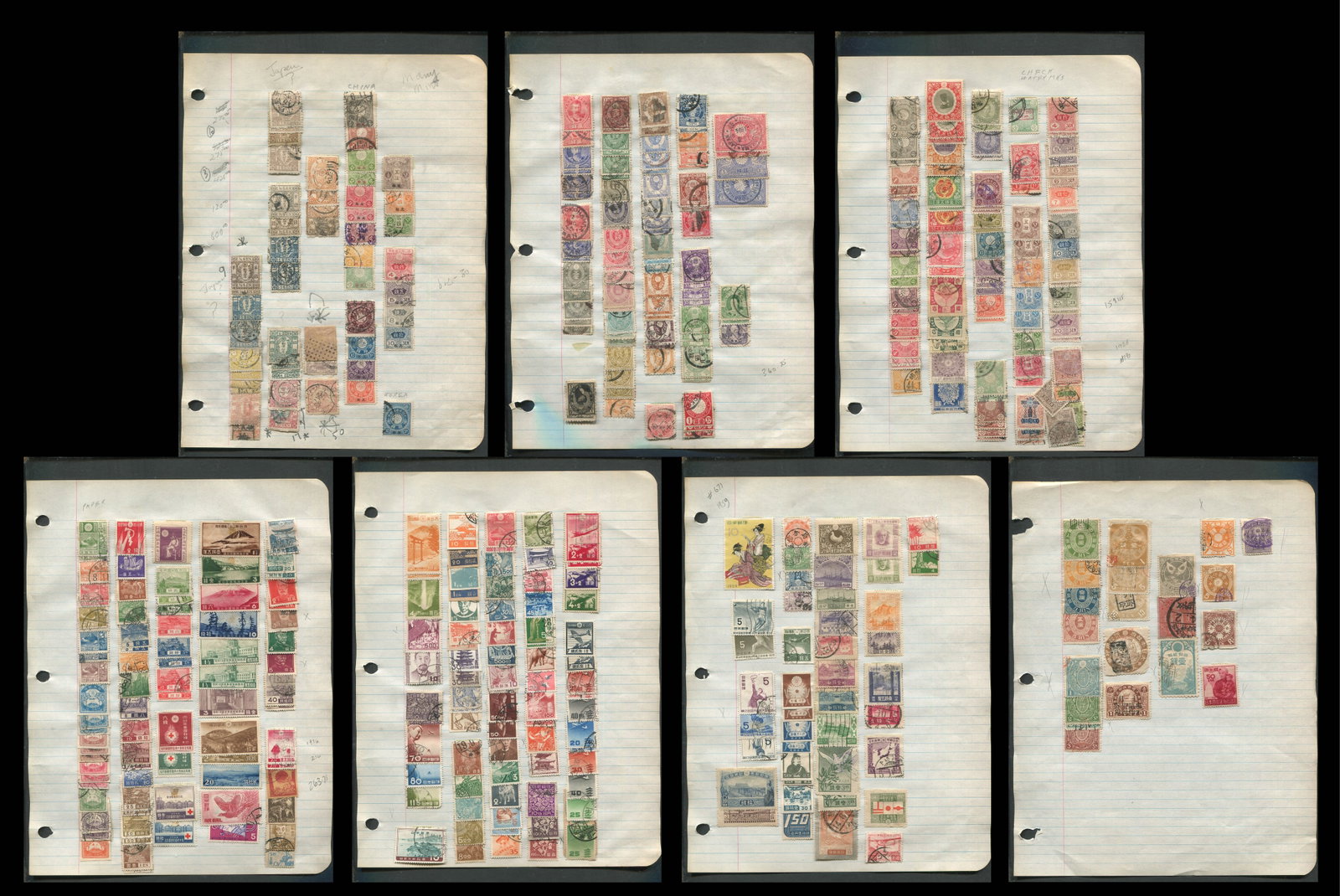 Japan 1872 - 1959 #9 / #671, a MH and used selection on owners homemade leaves includes regular (1 of 8)