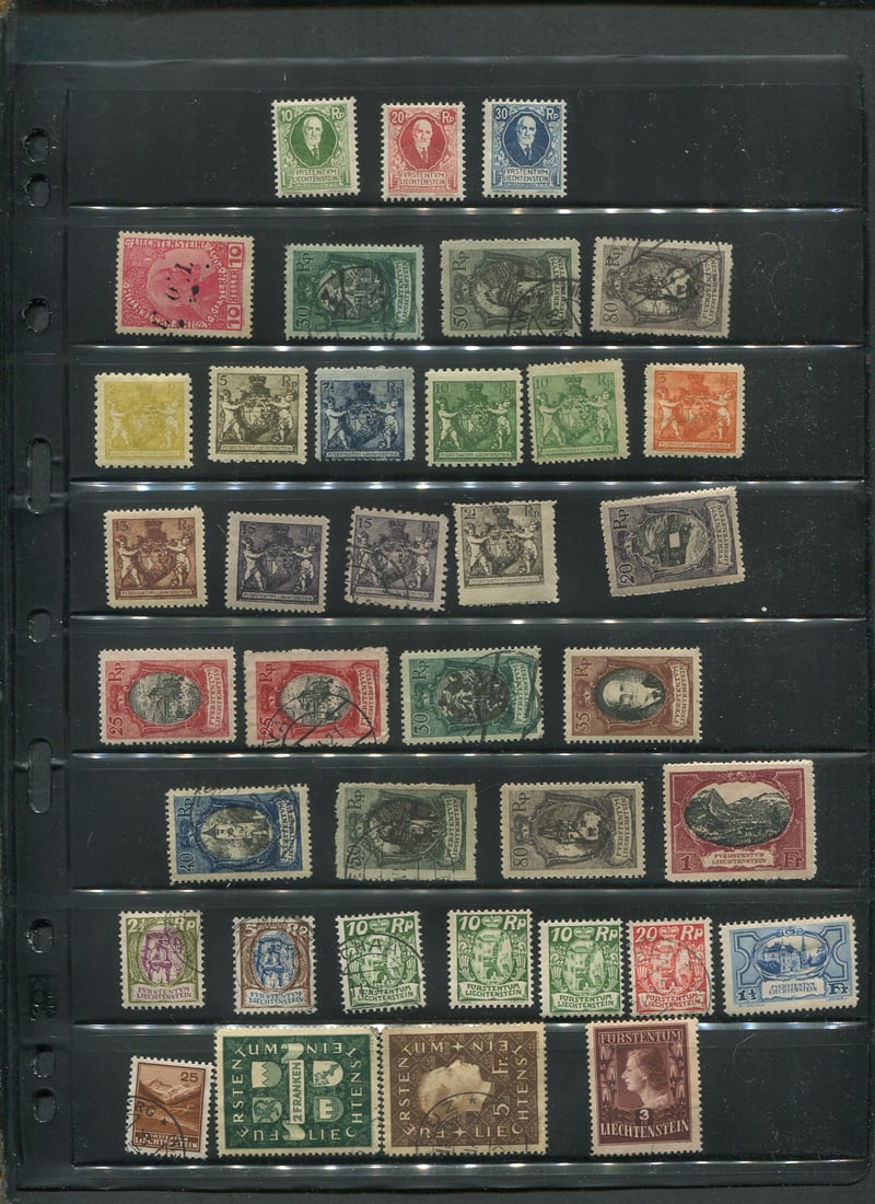Liechtenstein 1915 - 1951 #2a / #260, a MNH / Mh and used selection on a stocksheet, Scott value (1 of 1)