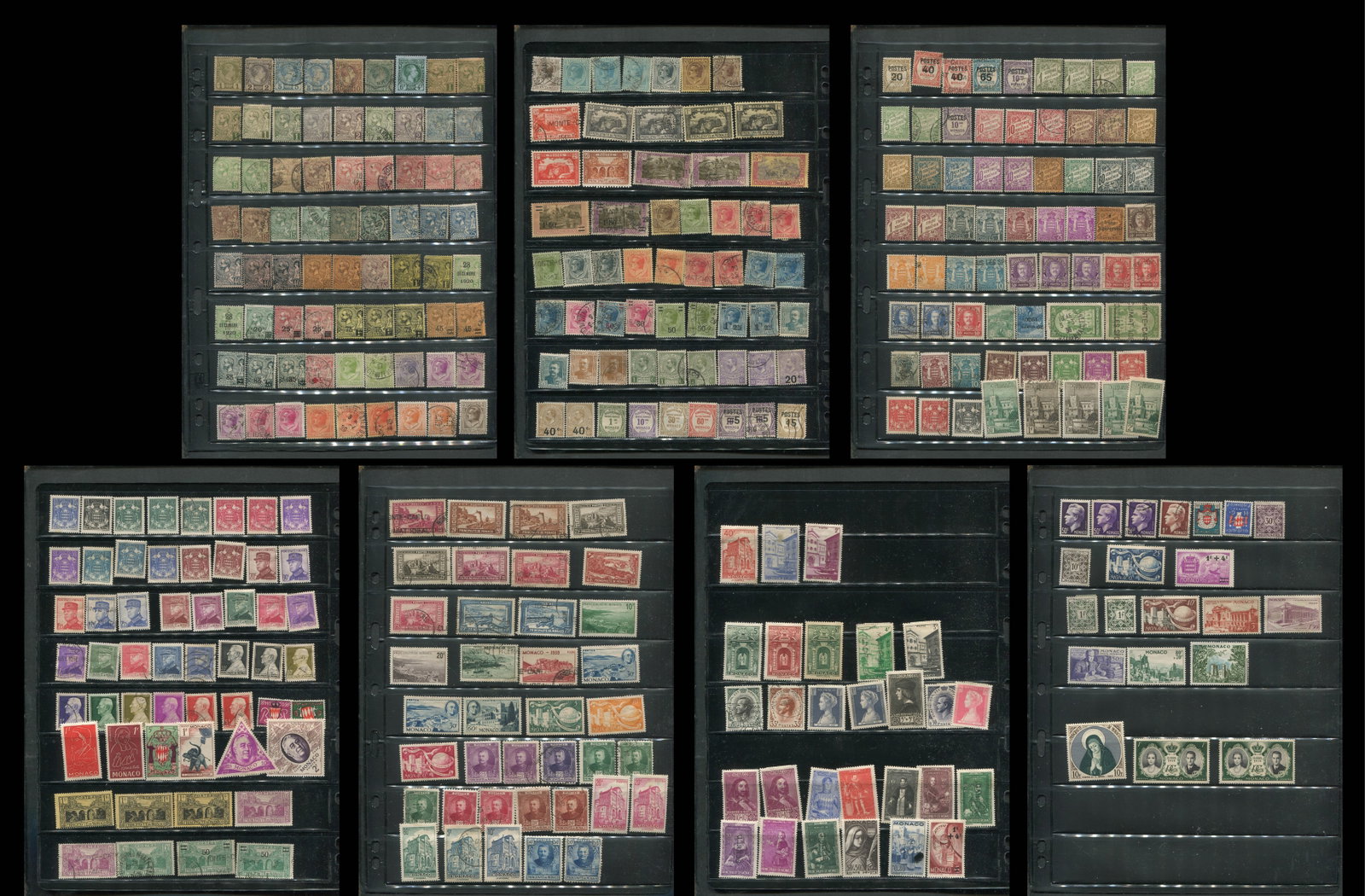 Monaco 1885 - 1956 #2 / #355, a MH and used selection four double sided stocksheets, Scott value (1 of 8)
