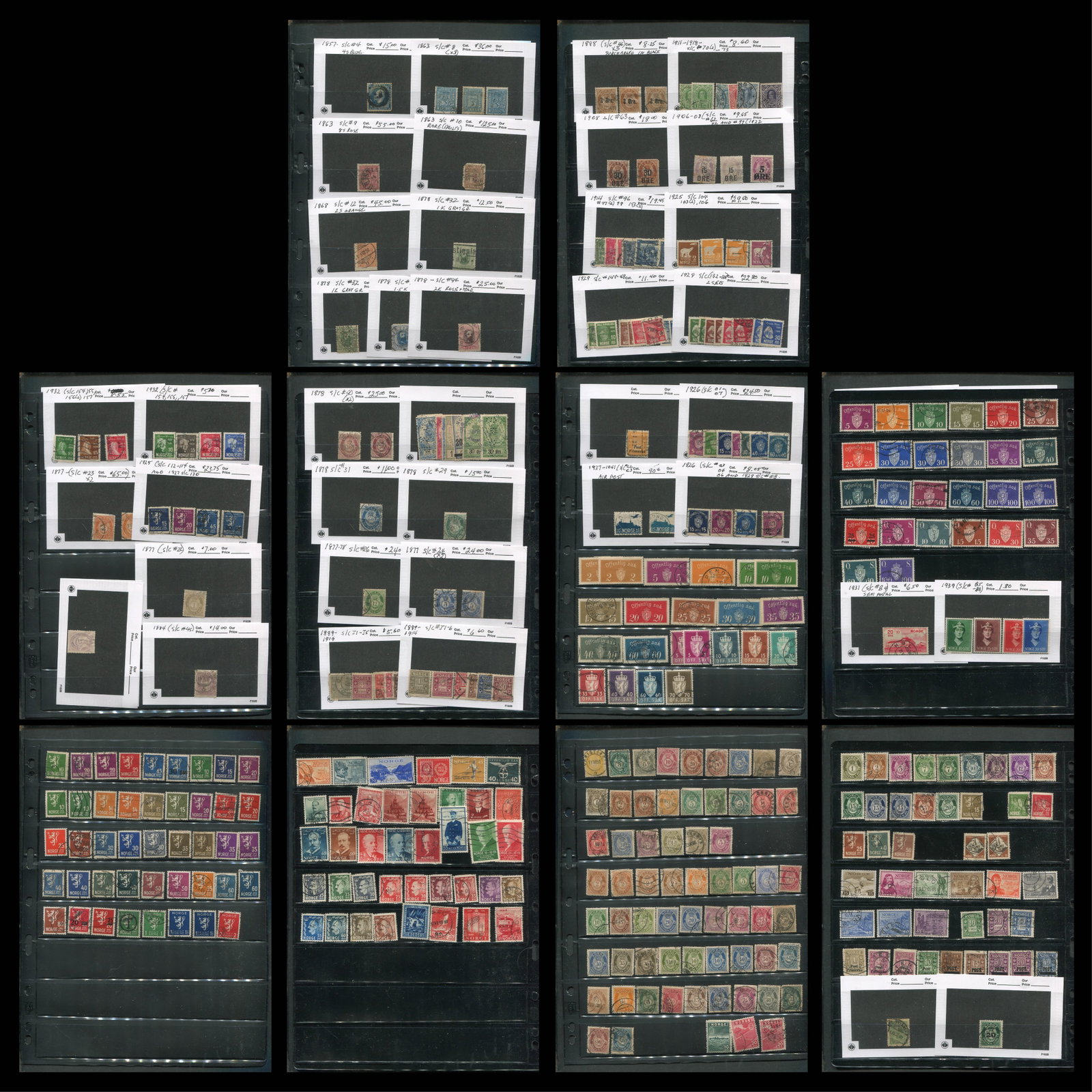 Norway 1877 - 1932 #4 /#155, a mainly used selection neatly identified in 102 cards and on (1 of 10)