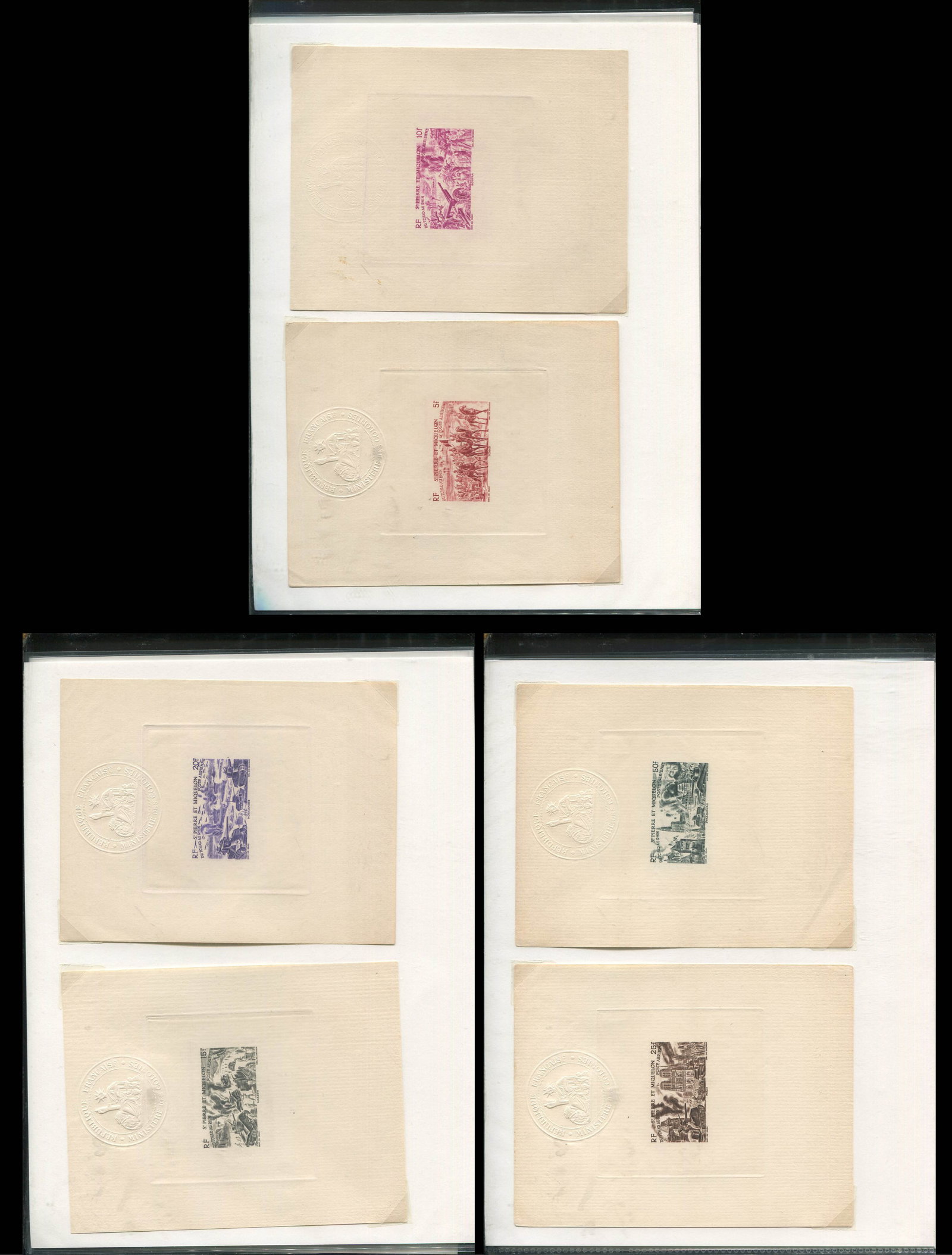 St Pierre and Miquelon 1946 #C9 - #C14, a deluxe die proof, set of three, with a seal on proof, (1 of 4)