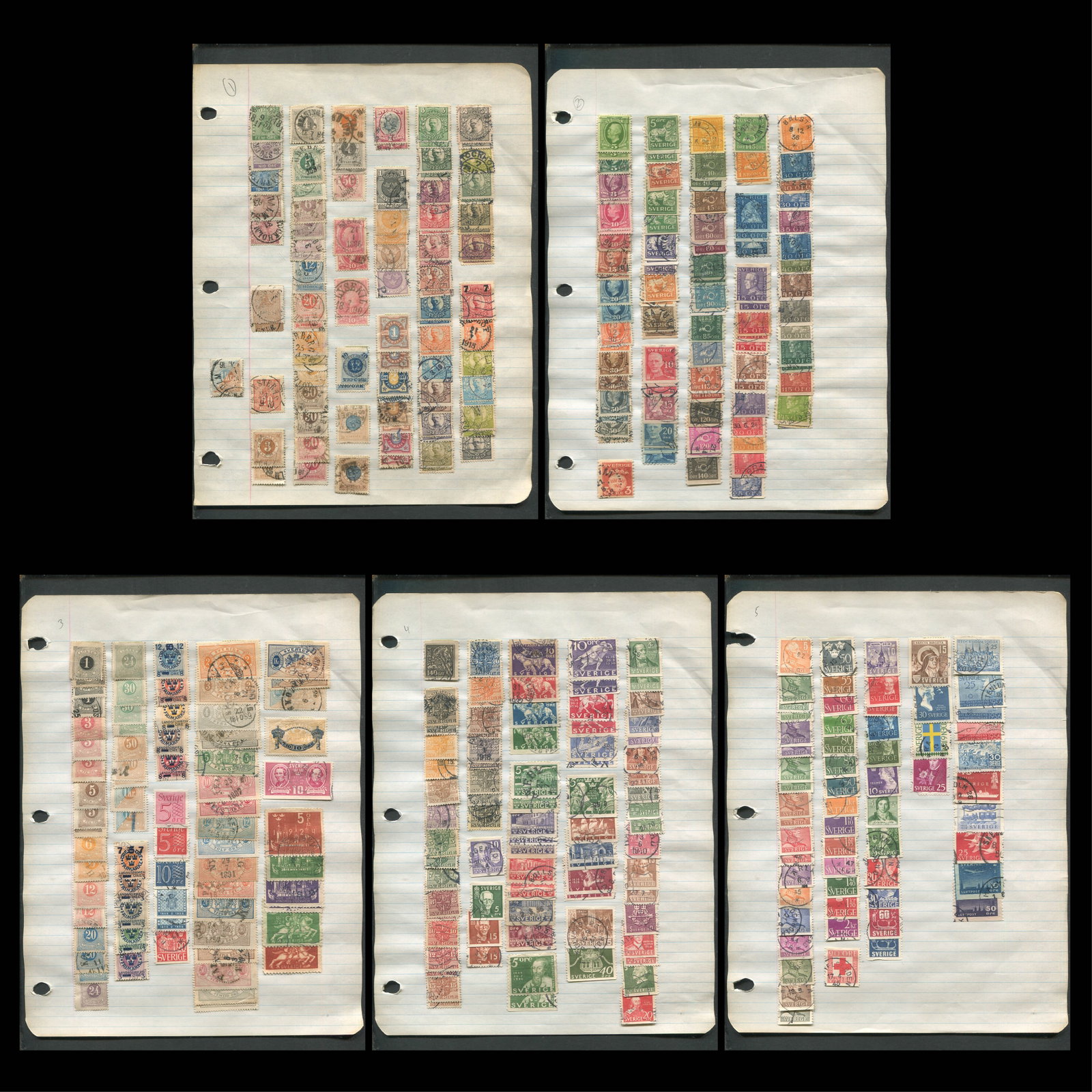 Sweden 1858 -1953 #6 / #451, a mainly used collection on owners homeade leaves, includes regular (1 of 6)