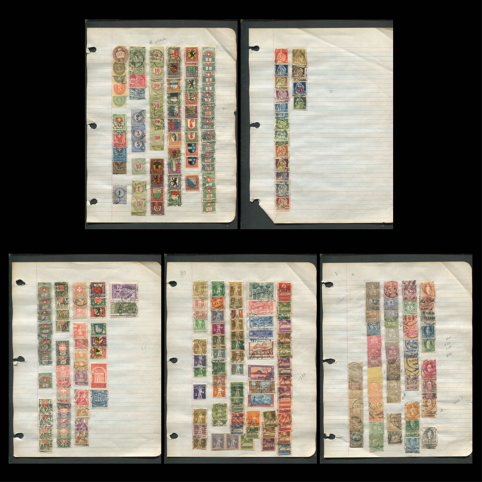 Switzerland 1862 - 1931 #41 / #209, a mainly used selection with some later MH, on owners homemade (1 of 6)