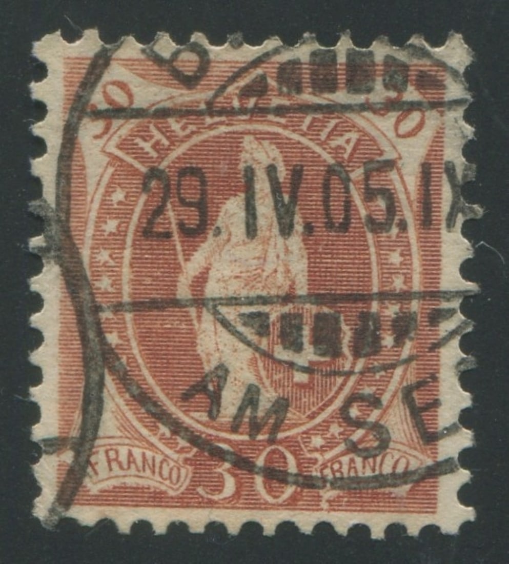Switzerland 1882 - 1904, #95b a used 30c brown type I, perf 11 1/2 x 11 3/4, sold "as is" if genuine (1 of 1)