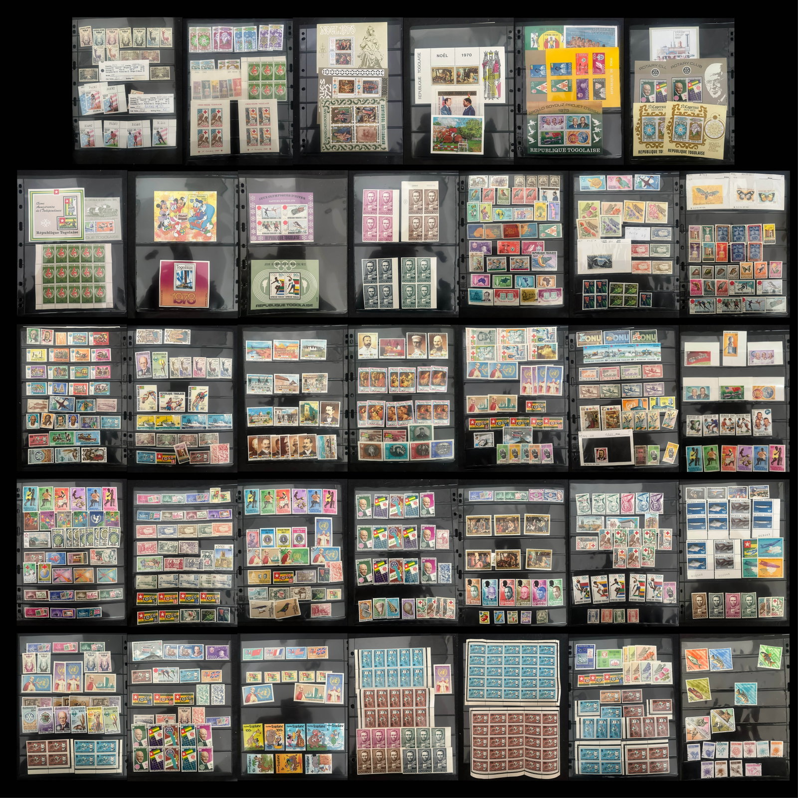 Togo 1957 - 1996 #333 / #1701, a MNH / MH accumulation 17 double sided stocksheet, includes many (1 of 7)