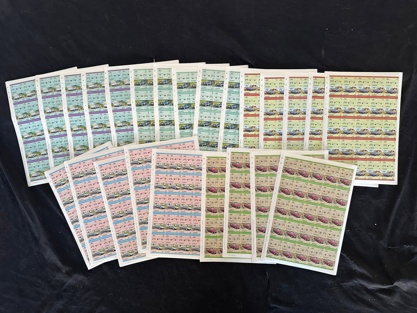 Topical - Vintage Cars, St. Vincent 1984, #773 /#777, a group of 25 MNH IMPERFORATE sheets, includes (1 of 5)