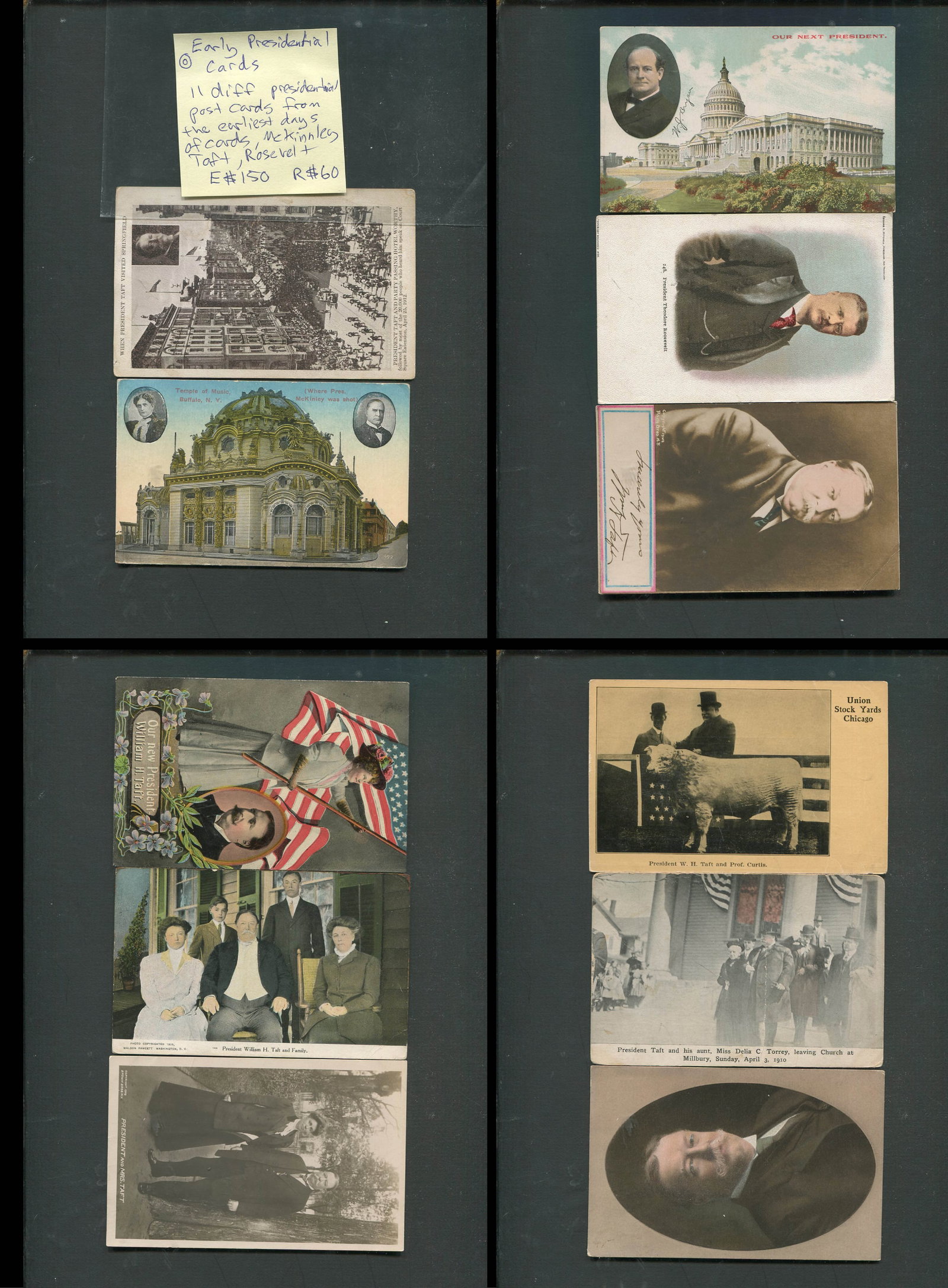Topical - US Presidents - a group of eleven picture postcards in colour and sepia, includes Taft, (1 of 5)