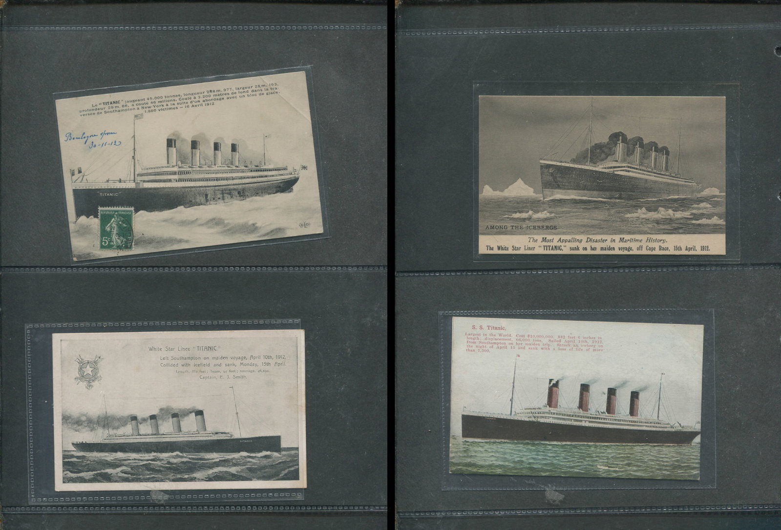 Topical - Titanic picture postcards, a group of four black and white and coloured cards, 3 unused 1 (1 of 3)