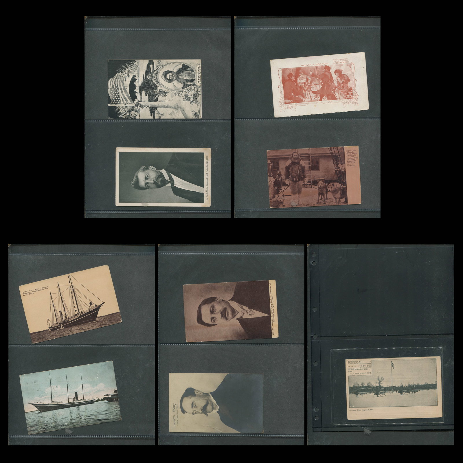Topical - Arctic Expedition postcards 1901 to 1910, a group of nine cards, 3 used and 6 unused, (1 of 6)