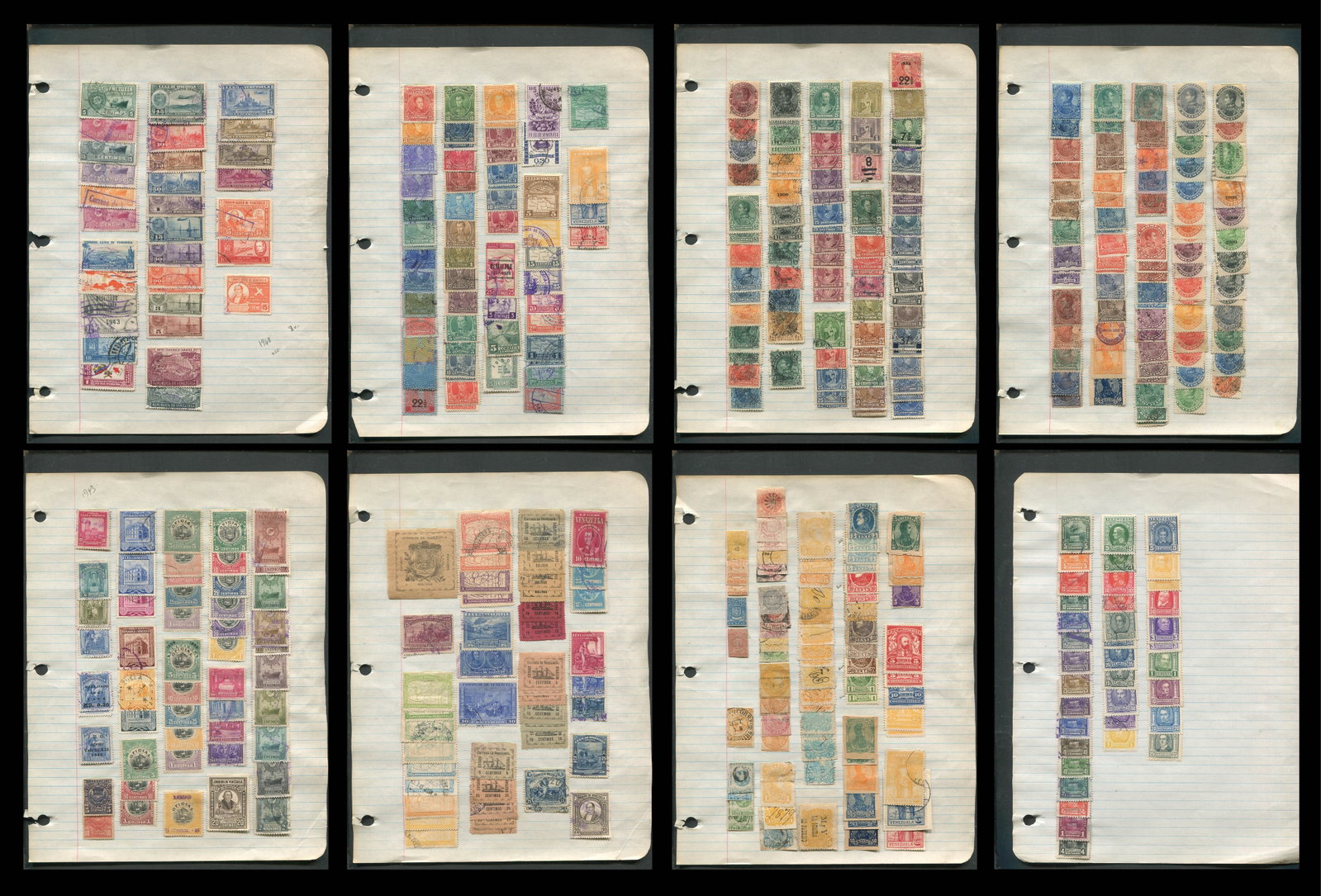 Venezuela 1859 - 1948 #1 / #422, a MH and used selection on owners homemade leaves, includes regular (1 of 9)