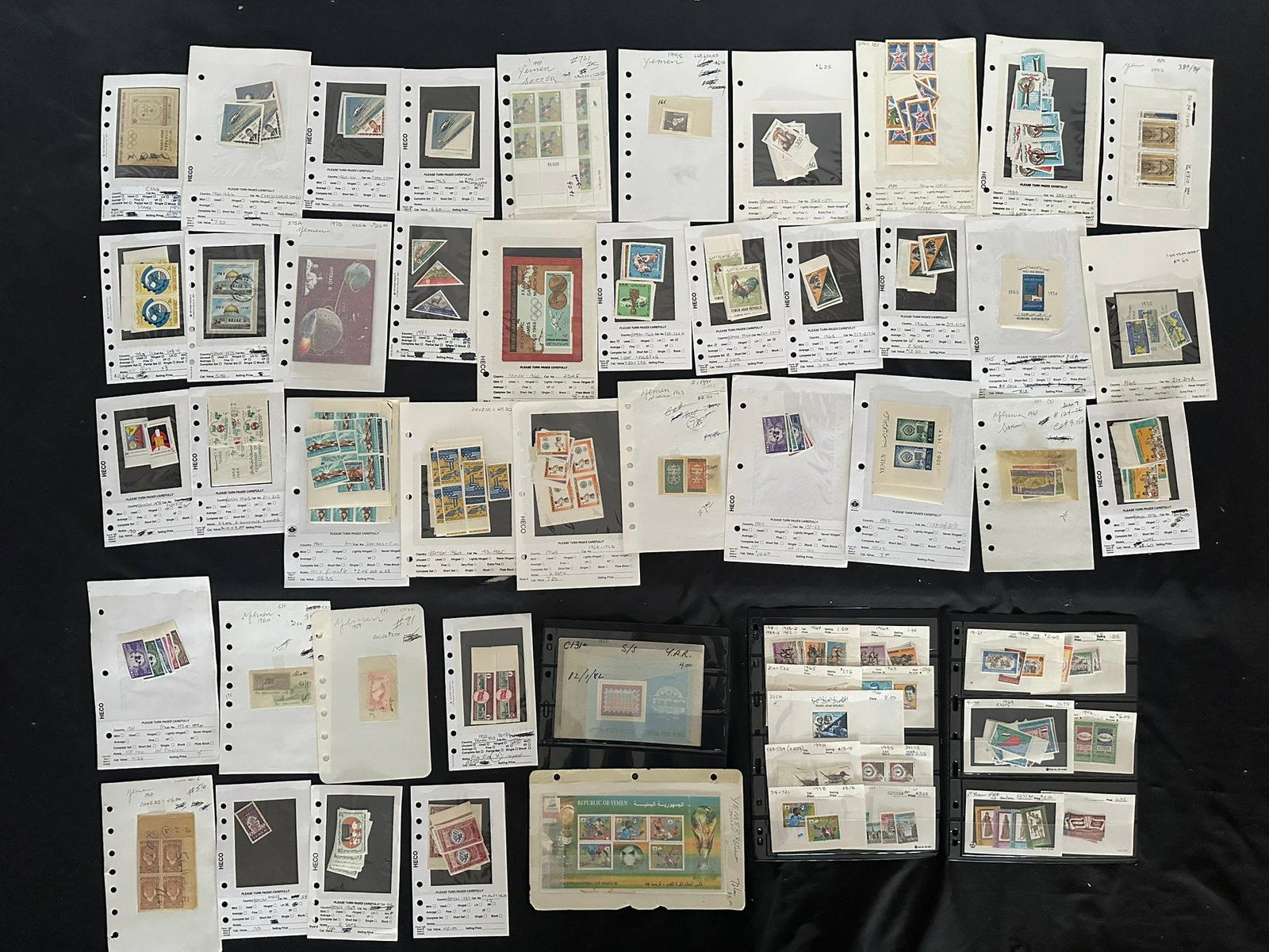 Yemen 1939 - 1998 #24 / #721, a MNH / Mh and used selection om stocksheets and packets, Scott value (1 of 6)