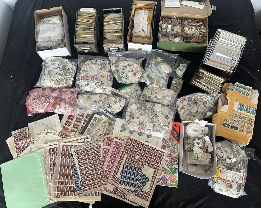 A worldwide MH and used accumulation 1900s to 1990s in glassines packets, 102 cards, and looses, in (1 of 9)