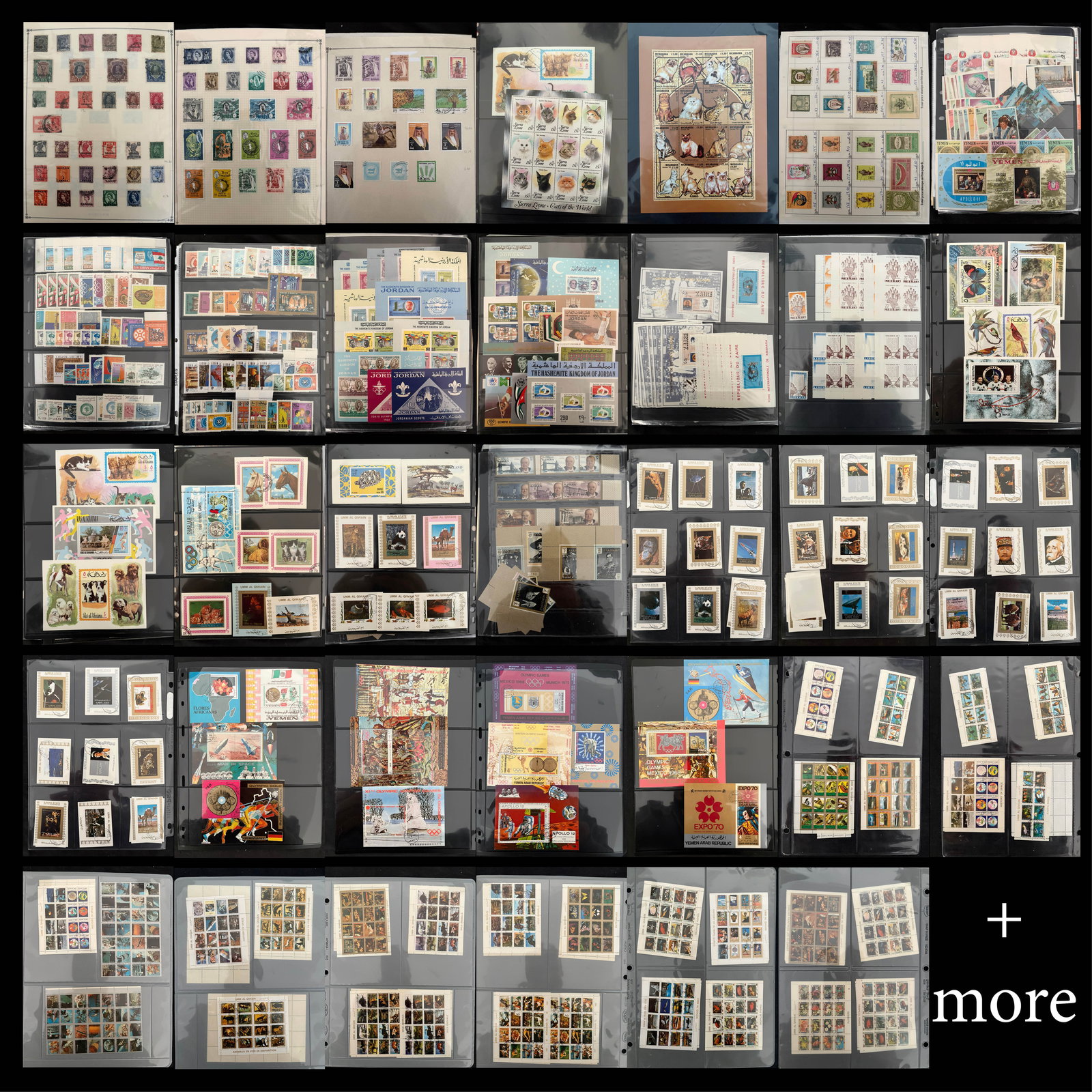 An assortment of Africa and Middle East, includes Iraq #O229a. used Bahrain 1933-2002, lebanon, (1 of 6)