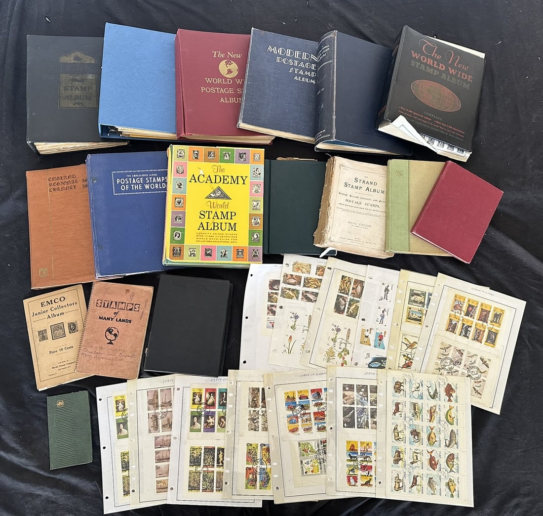 Worldwide accumulation of MH and used, 1880 to 1980s, in 14 albums and binders contained in a: Worldwide accumulation of MH and used, 1880 to 1980s, in 14 albums and binders contained in a carton, mixed condition, expect some duplication, apppears f-vf