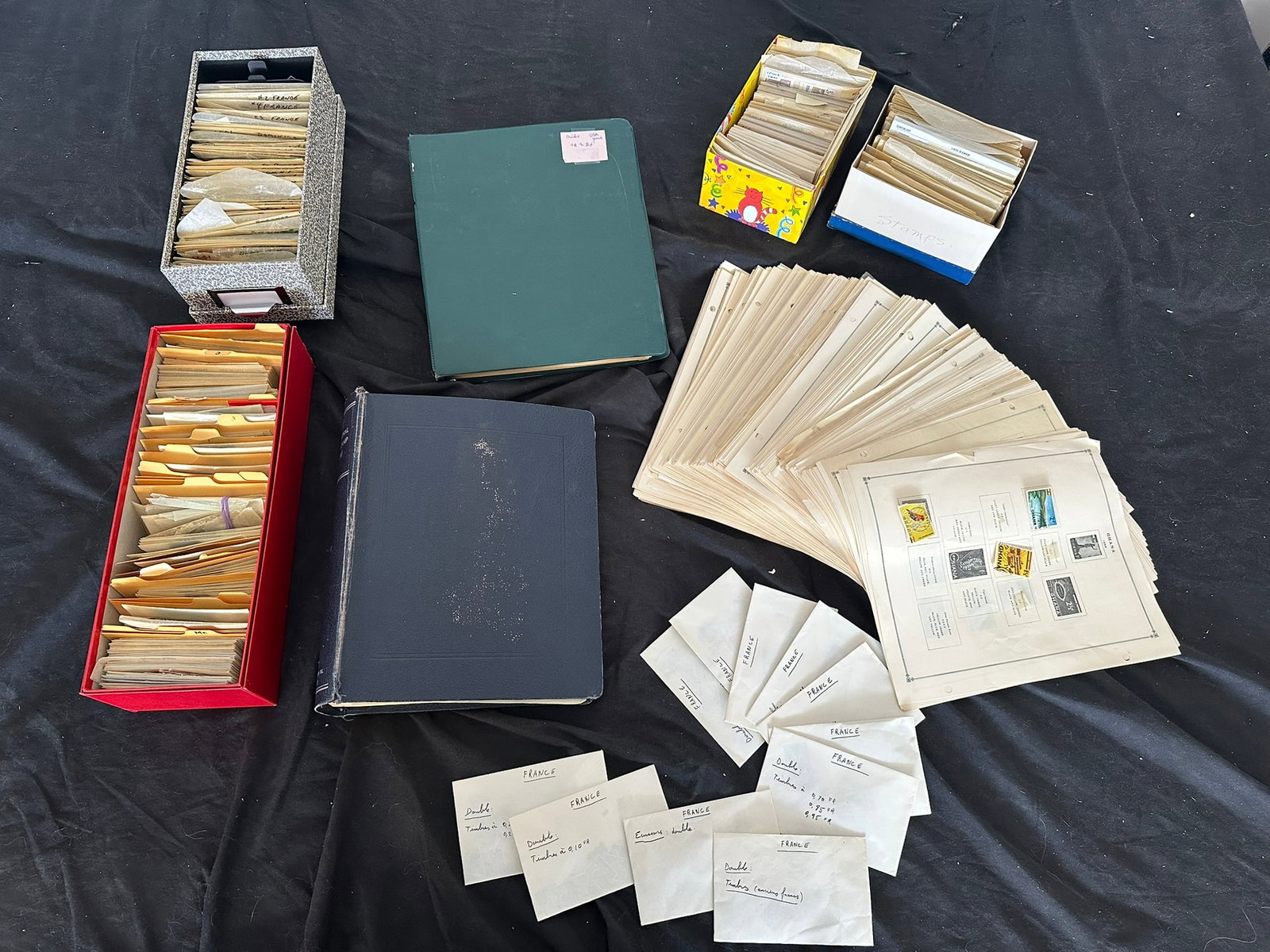 Worldwide accumulation of MH and used, 1910 to 1980s, in 2 albums, loose pages and packets , much is: Worldwide accumulation of MH and used, 1910 to 1980s, in 2 albums, loose pages and packets , much is neatly identified, contained in a carton, mixed condition, expect some duplication, apppears f-vf
