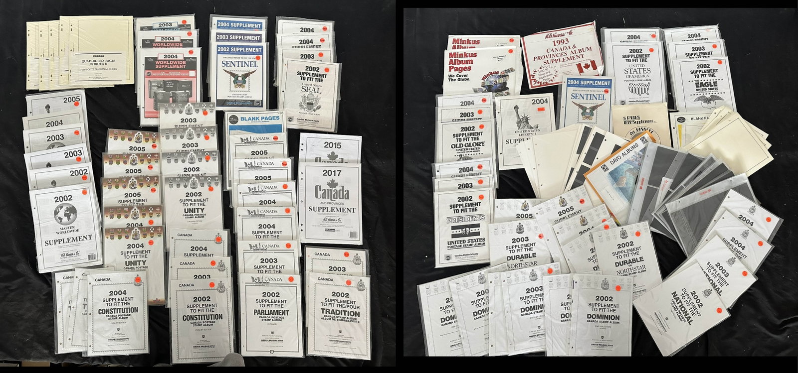 Supplement pages accumulation, all in sealed packages, mainly early 2000 years, duplication, USD (1 of 9)