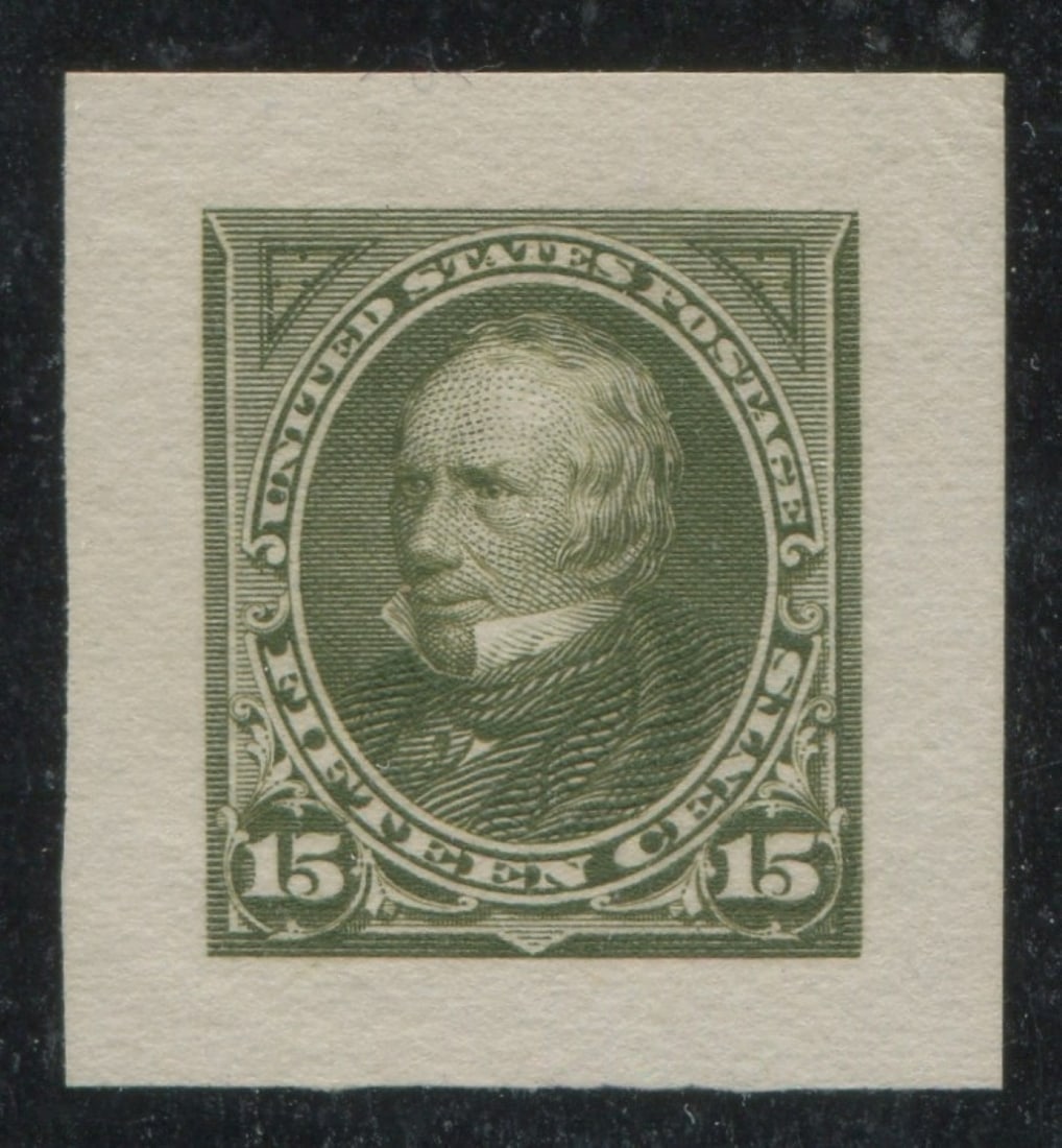 USA 1895 #284P2, a small die proof of the 15c olive green, has 1981 Philatelic Foundation Cert, (1 of 3)