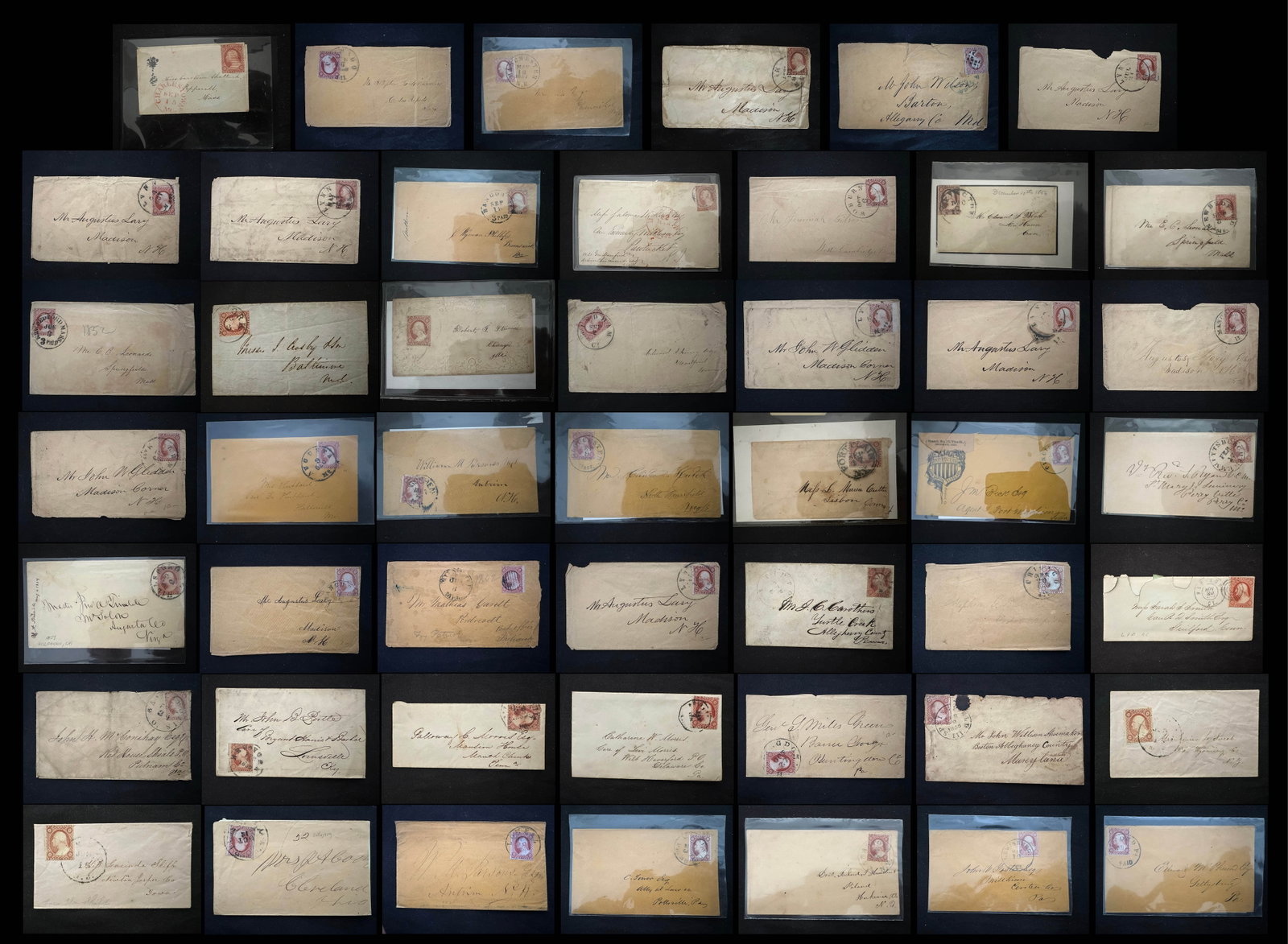 USA Postal History 1850's, 19 covers type A10, 9 Type I, 13 Type II, 28 Type A21 est. Cat. $1200.00 (1 of 9)