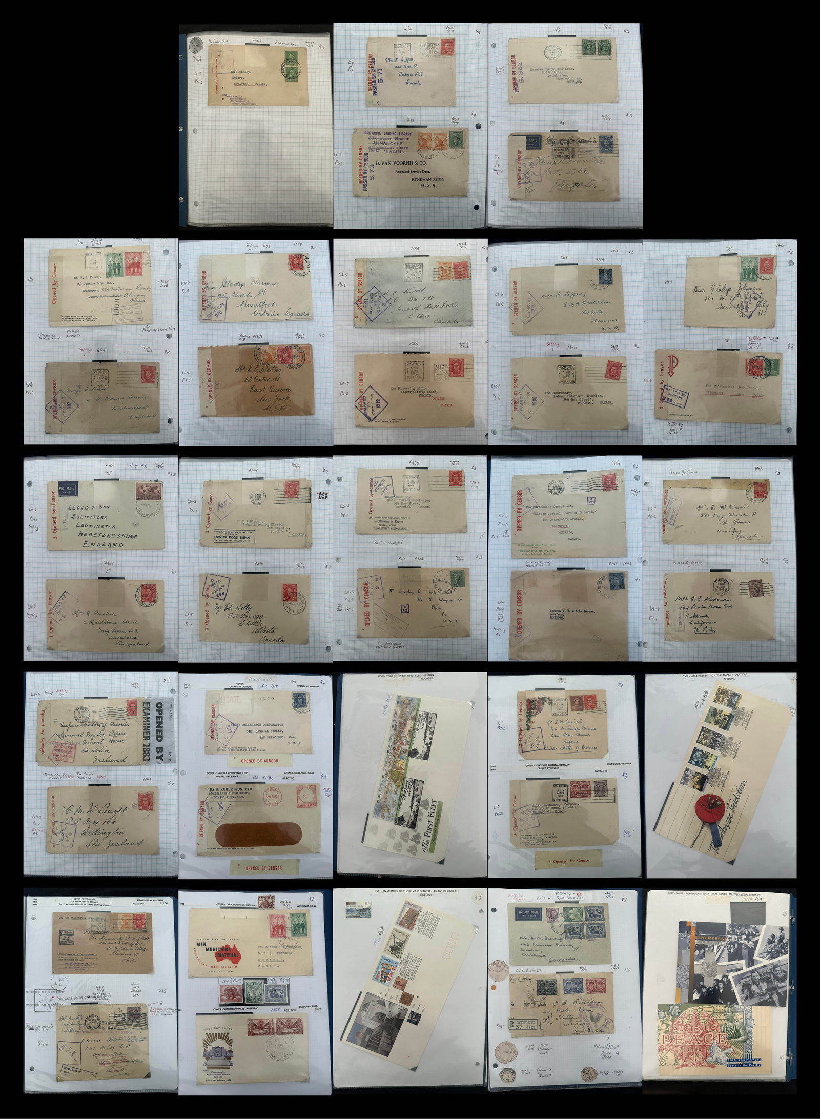 Australian Military covers 1941 - 1945, a interesting group of 38 covers all sent from Austraila to (1 of 6)