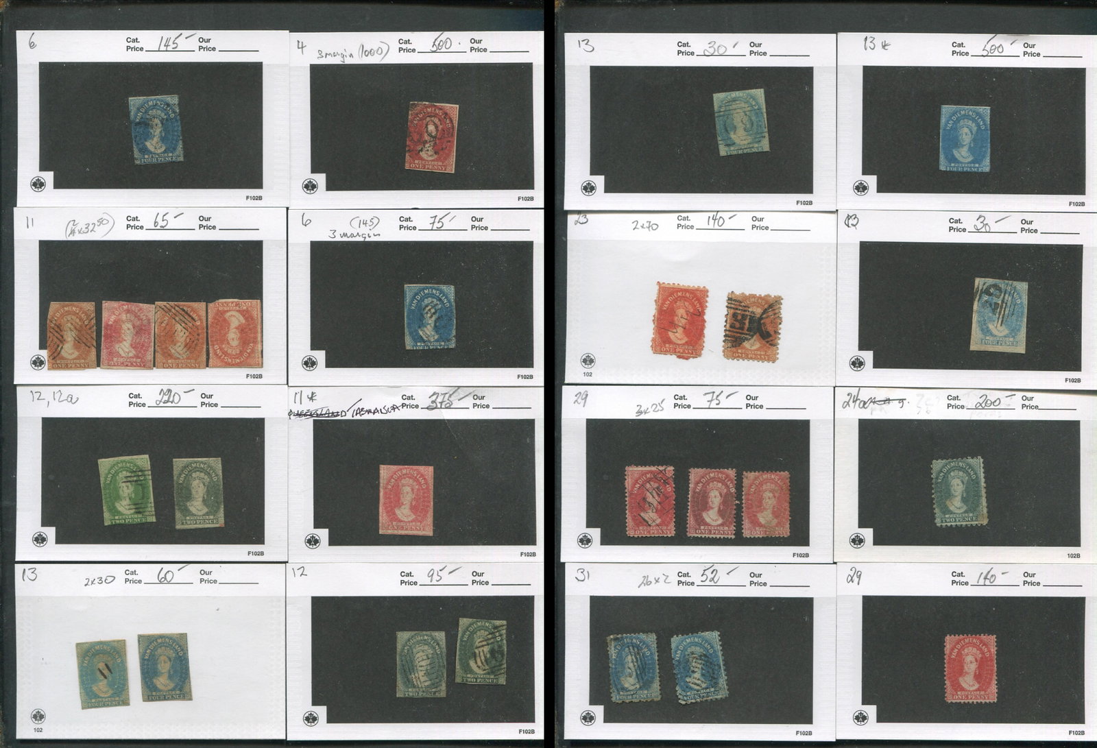 Australia Van Diemensland (Tasmania) Chalon Head Collection 26 stamps, est. Cat. $2750.00 (1 of 3)