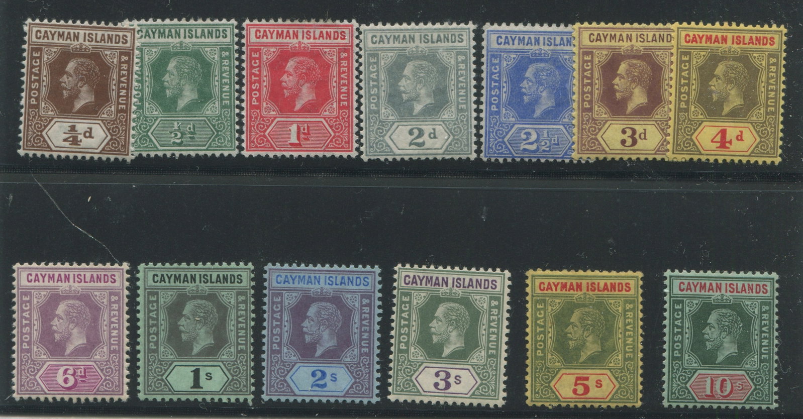 Cayman Islands, 1912 - 1920, #32 - #44, a MH complete set to 10/-, appears f-vf (1 of 1)