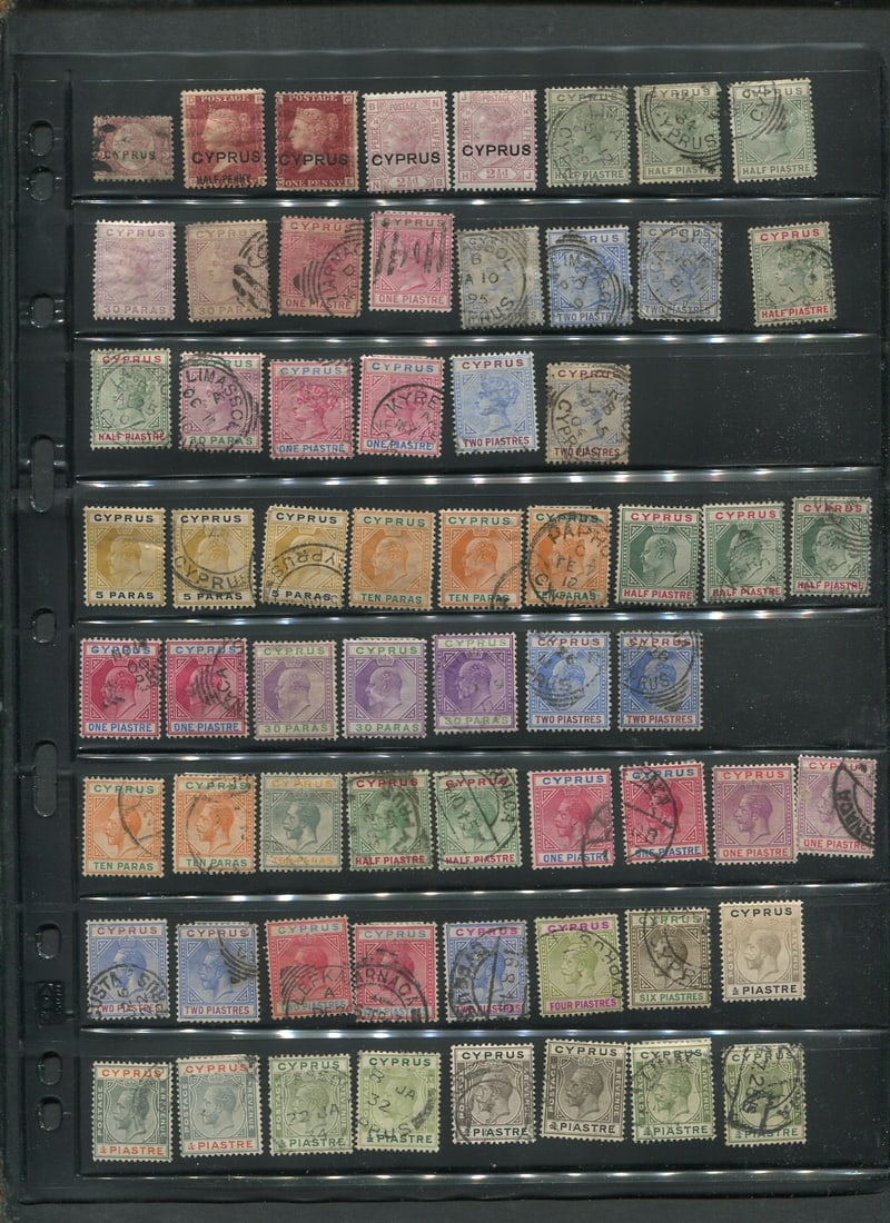 Cyprus 1880 - 1960 #1 / #200, a MH and used selection on two double sided stocksheets, Scott value (1 of 4)