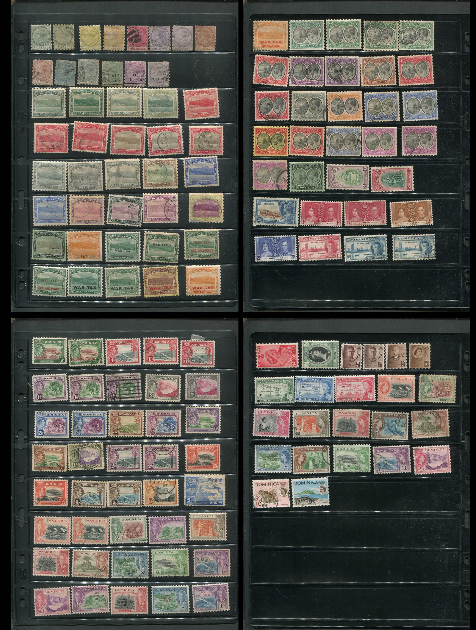 Dominica 1877 -1963 #4 /#165, a MH and used selection on two double sided stocksheets, Scott value (1 of 5)
