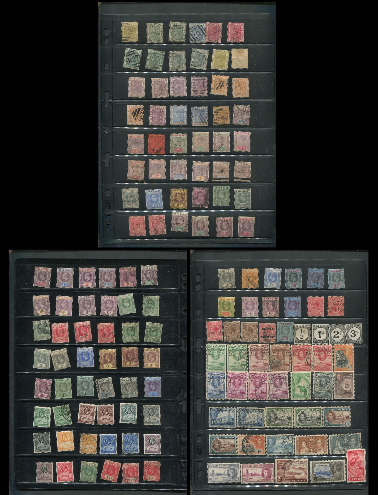 Gold Coast 1876 - 1948 #3 / #142, a MH and used collection on two double sided stocksheets, includes (1 of 4)