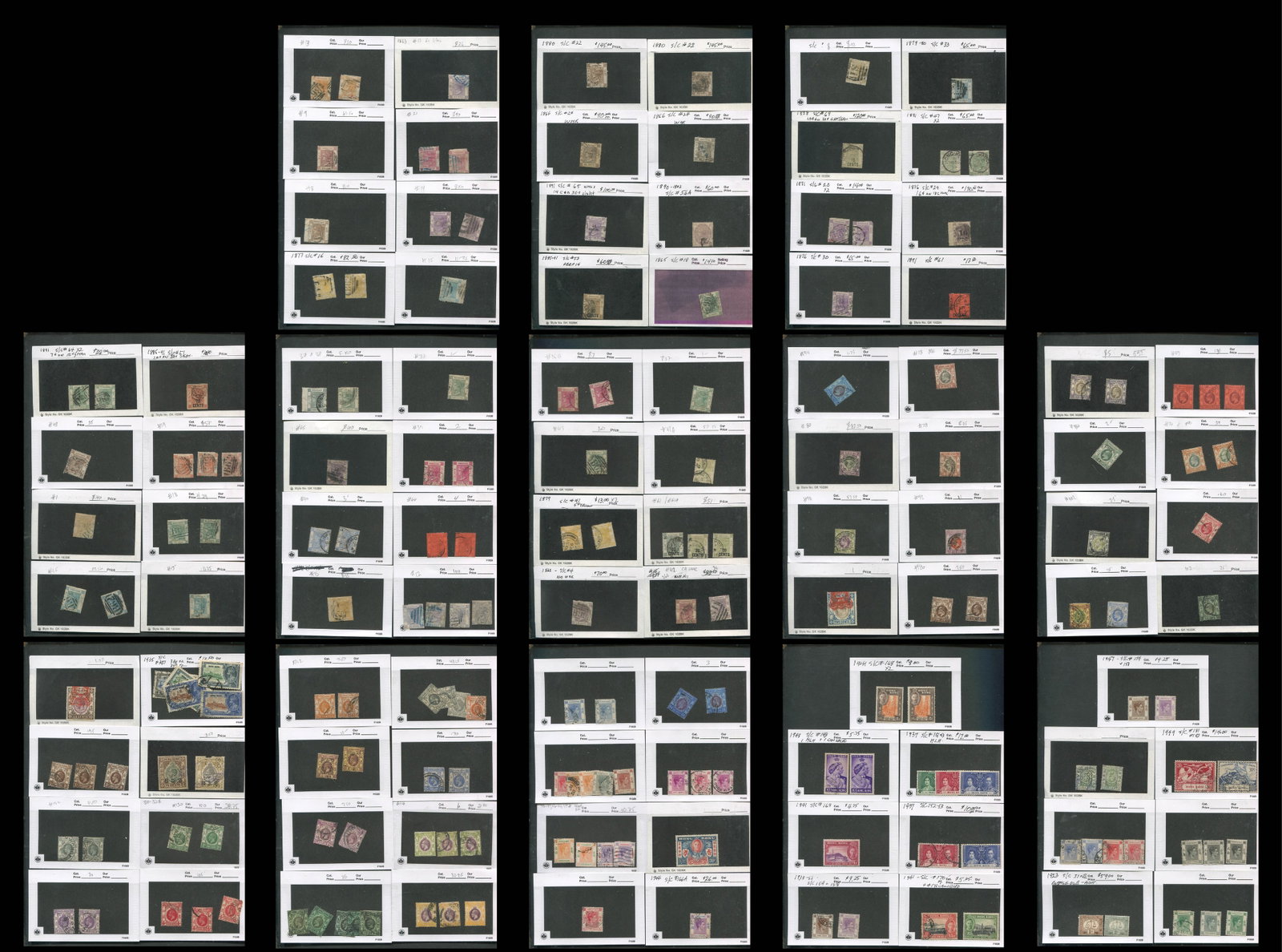 Hong Kong 1862 - 1946, #1 / #174, a MNH / MH and used selection identiffied in 102 cards, Scott (1 of 10)