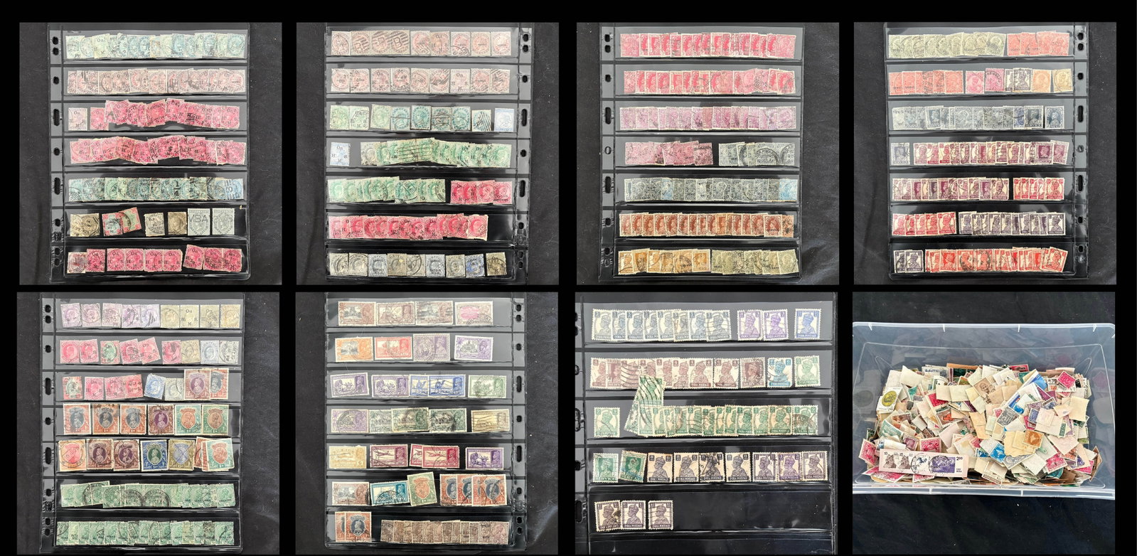 India 1892 - 1975 #50 / #659, a used accumulation, on stocksheets and loose in a container, Scott (1 of 9)
