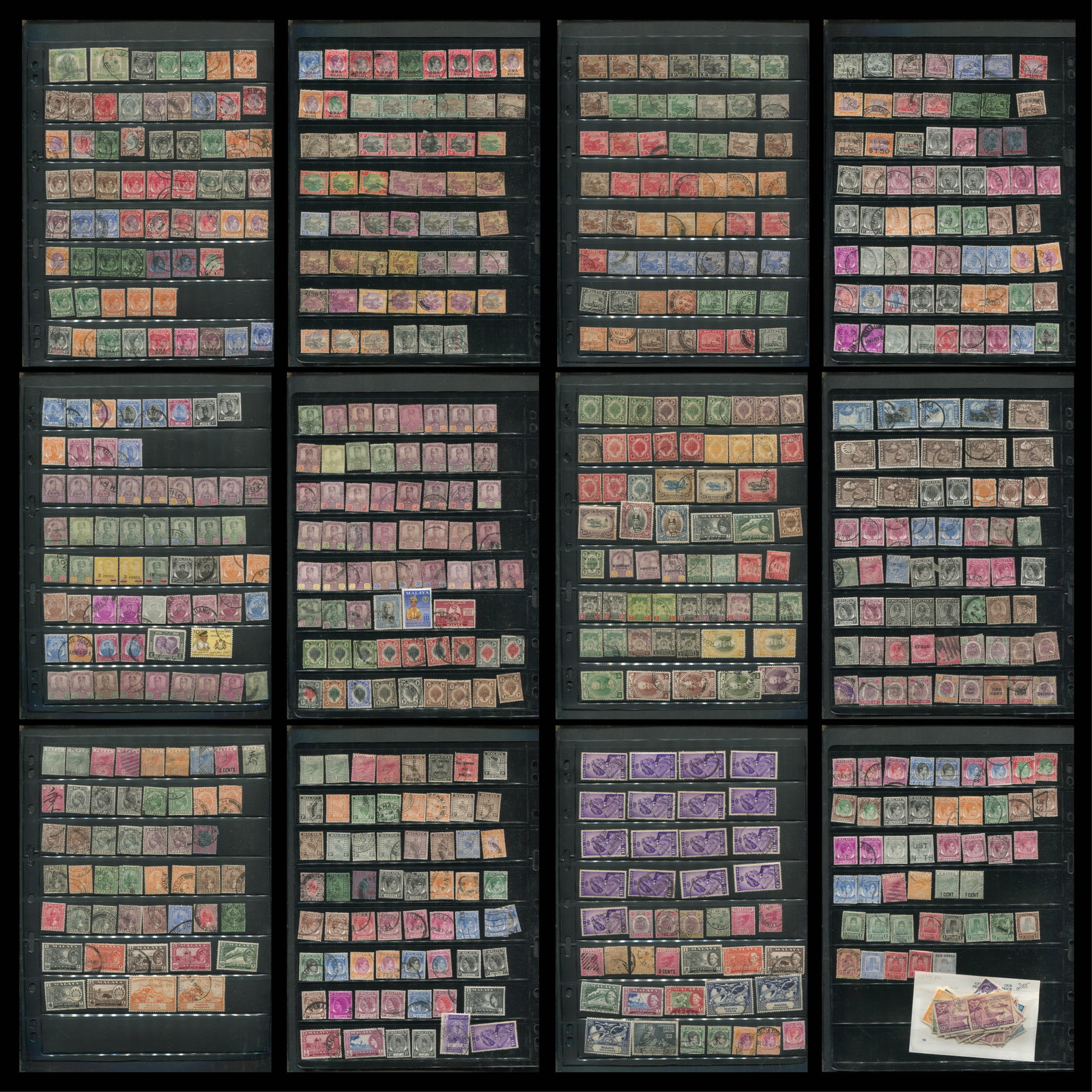 Malaya and Malayian States 1896 -1950, a Mainly used collection wit some MH throughout on six double (1 of 10)