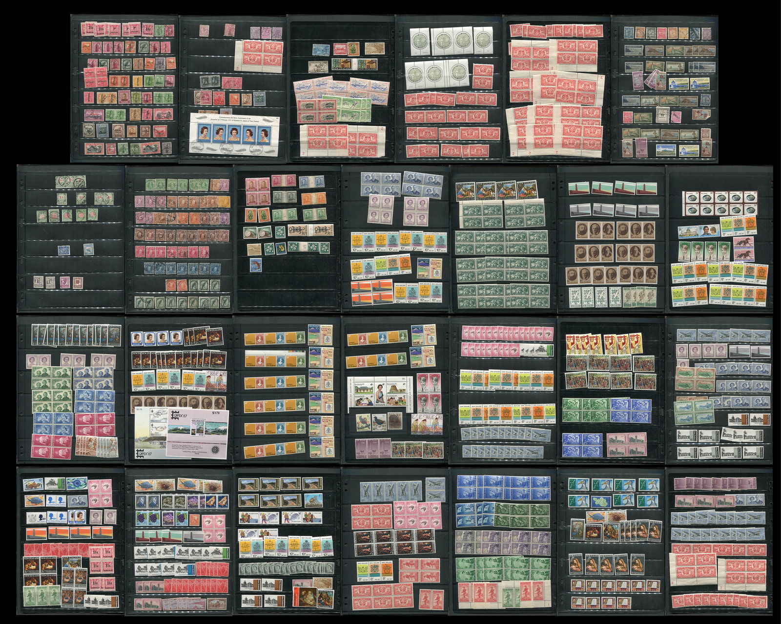 New Zealand 1882 - 1980 #62 / #701, a MNH / MH and used accumulation on 15 double sided stocksheets, (1 of 8)